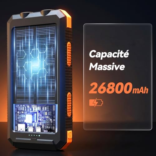 Detalle de Vikeri Batterie Solaire 26800 mAh – Charge rapide et énergie verte pour l'extérieur