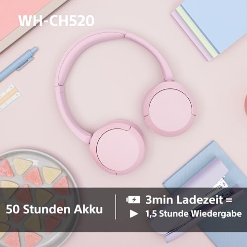 Detalle 2 de Sony WH-CH520 Kabellose Bluetooth-On-Ear-Kopfhörer Schwarz – lange Akkulaufzeit, einfach bedienbar
