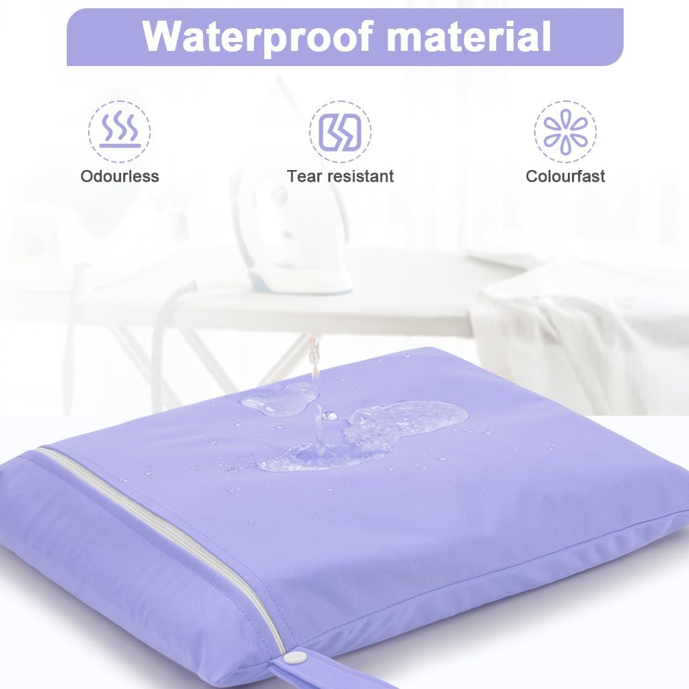Thumbnail 2 de AOOSA 2PCS Wet Bags: Reusable Cloth Diaper Bags with Handle and Zipper (Green & Purple)