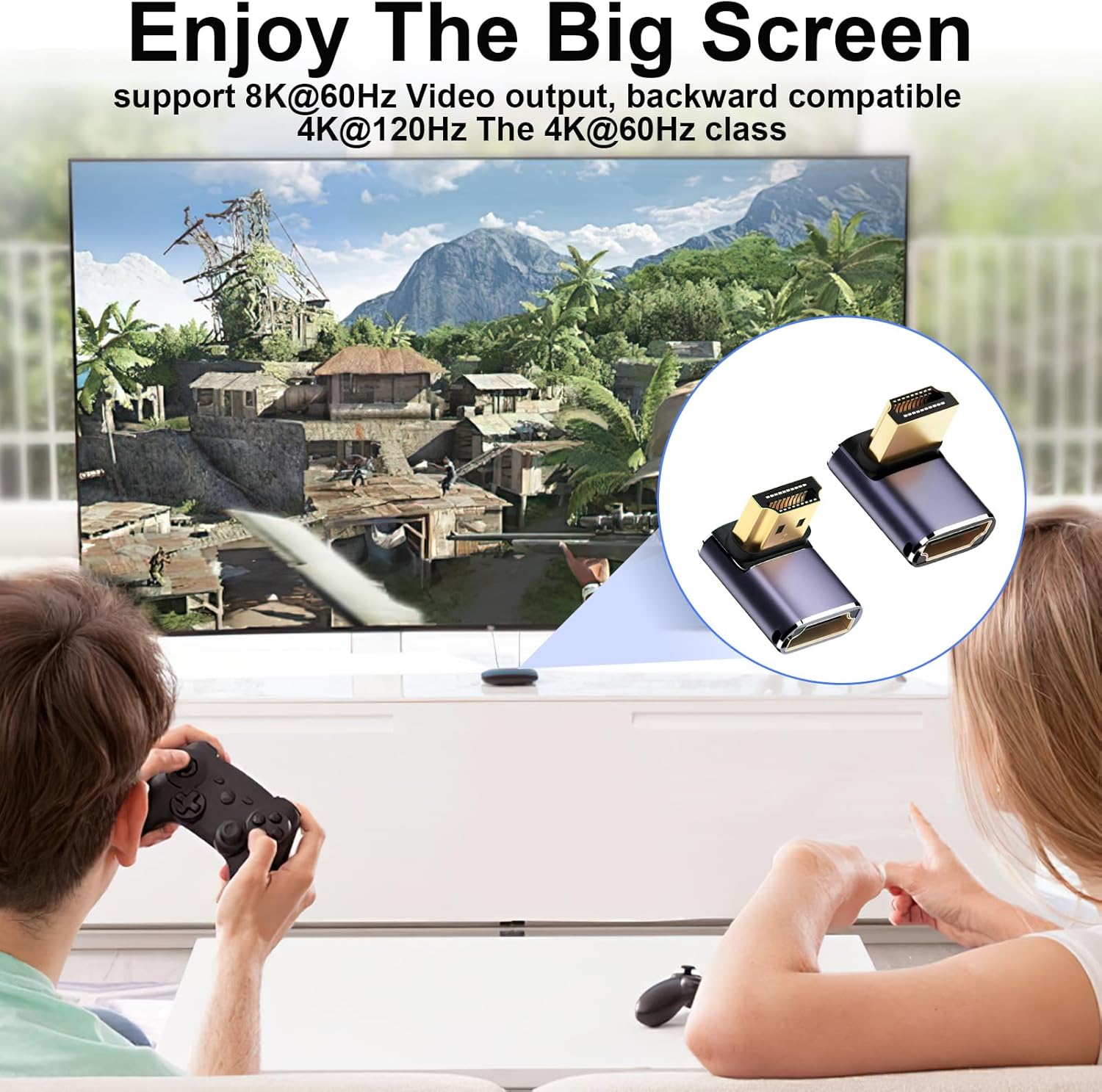 Thumbnail 5 de JUGCUT 2Pcs 8K HDMI 90 Degree Adapter – Right-Angle HDMI 2.1 (48Gbps) with LED Indicator