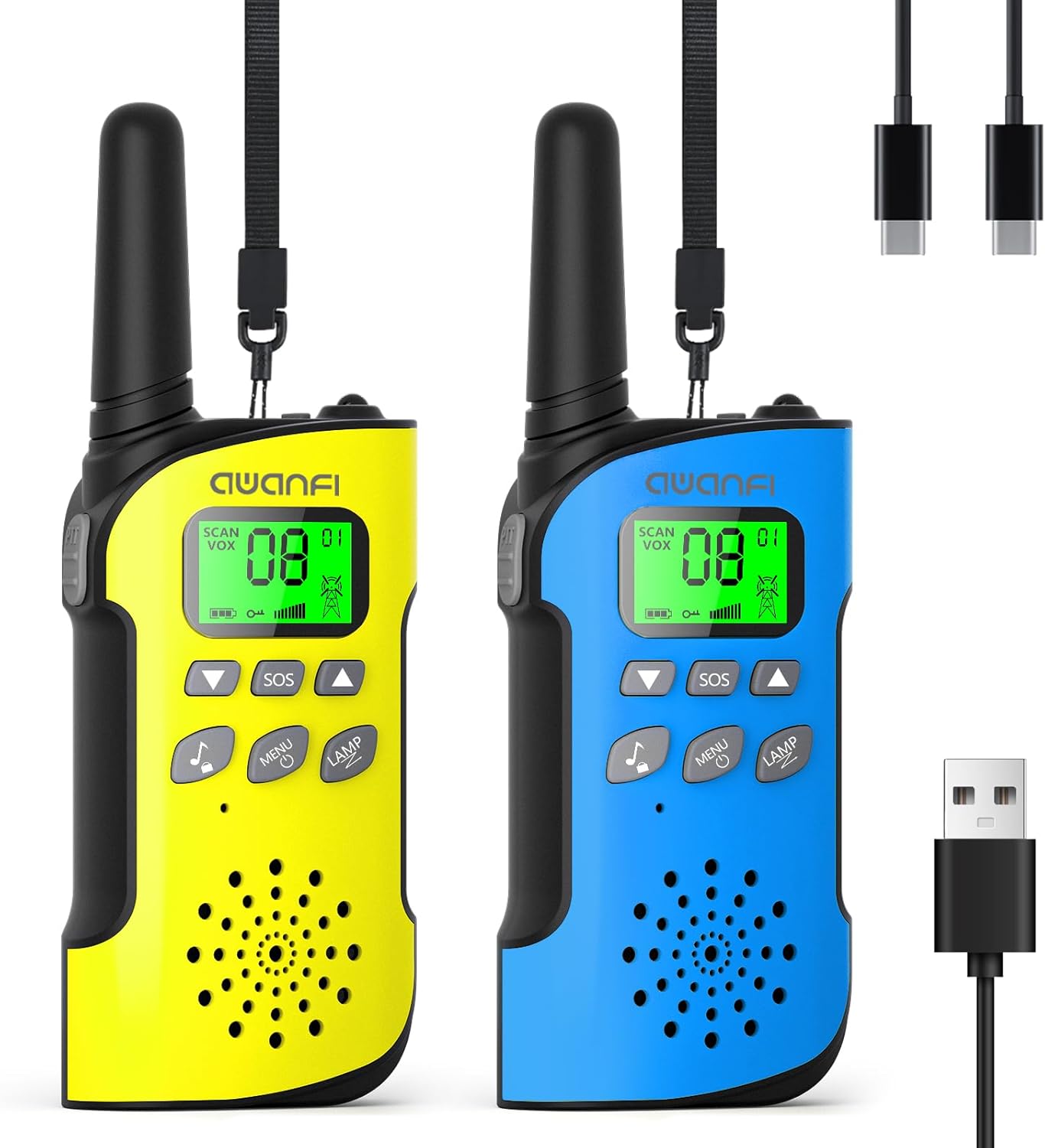 Detalle de AWANFI Kinders-Walkie-Talkie: Wiederaufladbar, sicher und praktisch für Outdoor-Abenteuer