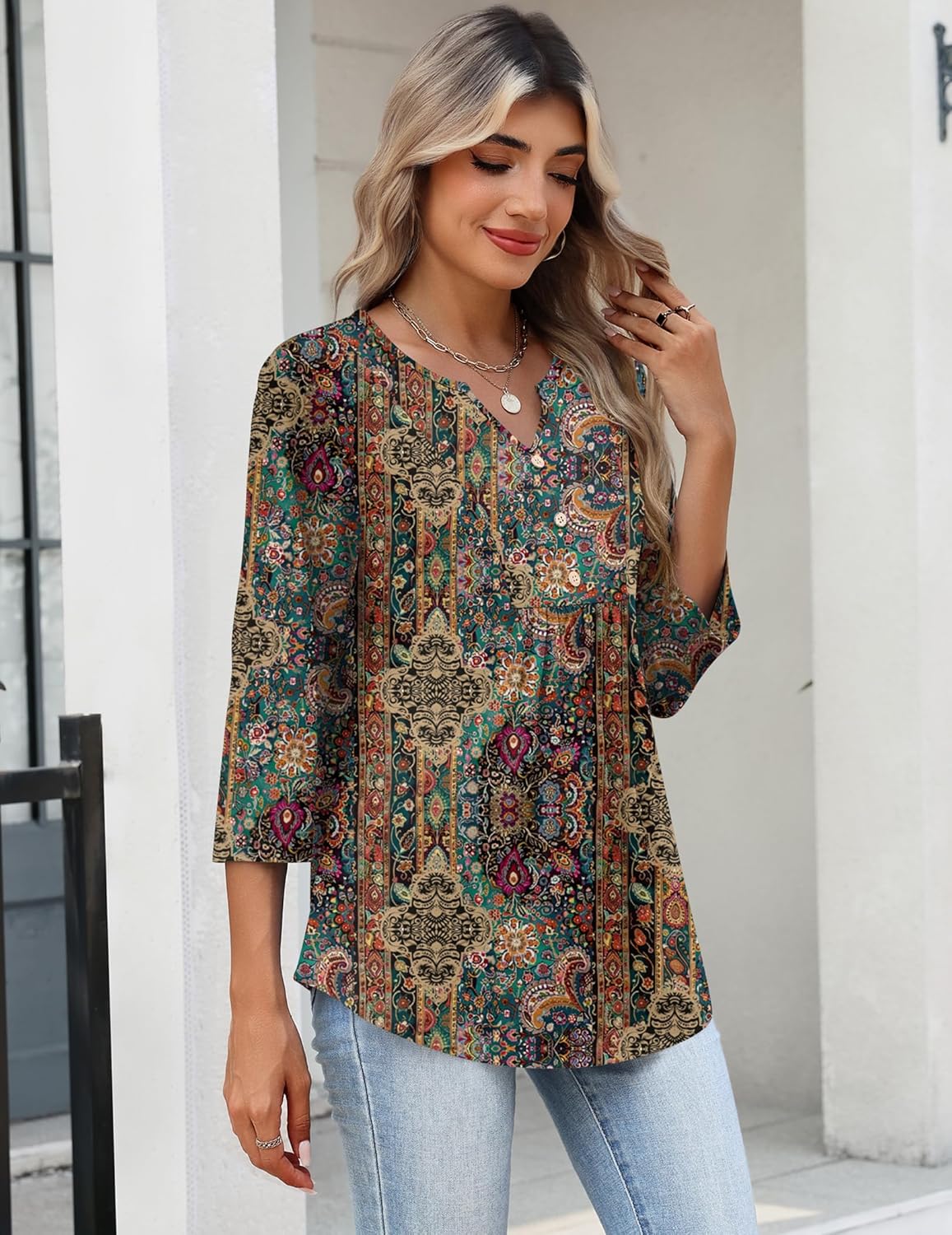 Thumbnail 4 de Zeagoo 3/4 Sleeve V-Neck Top S-3XL