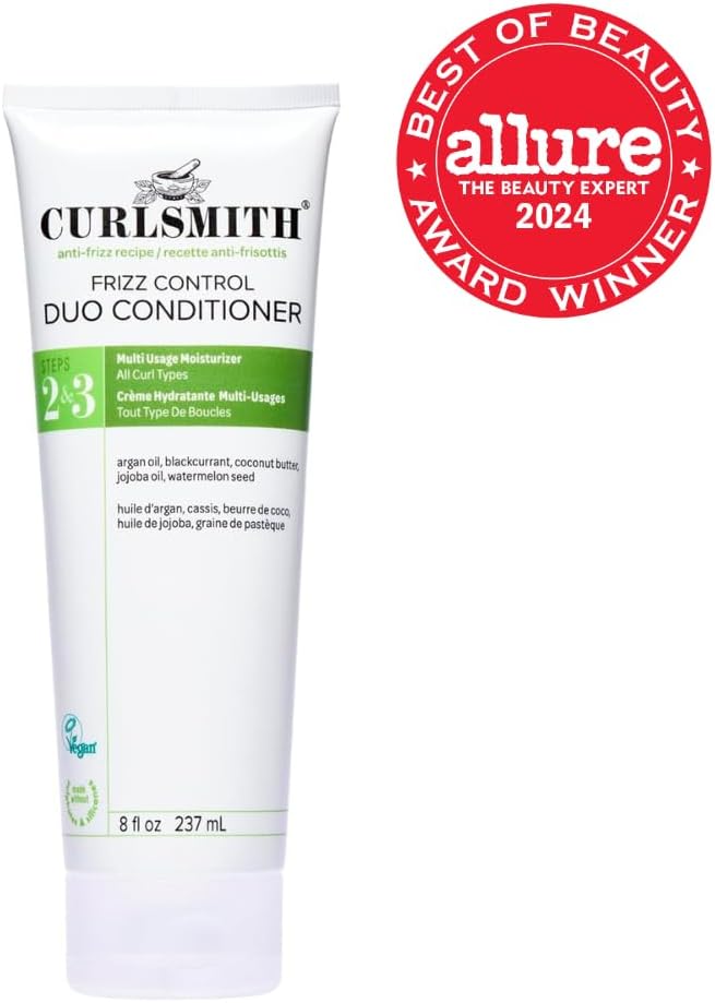 Detalle de Curlsmith Frizz Control Duo Conditioner (12 oz) – Après-shampoing hydratant anti-frisottis pour boucles