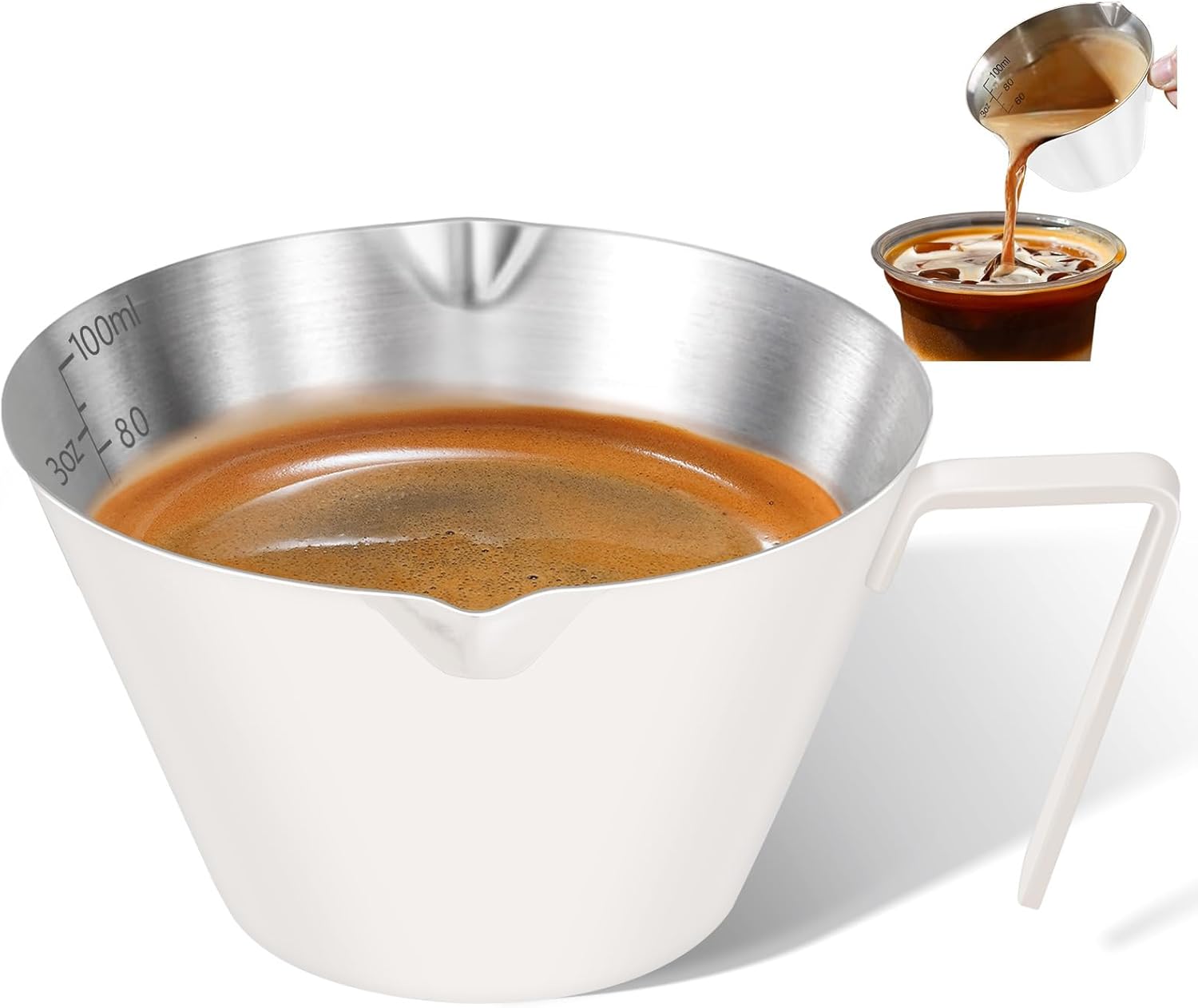 Detalle de Carrottimes 1Pc Stainless Steel Espresso Cup with Dual Scale and Double Spout