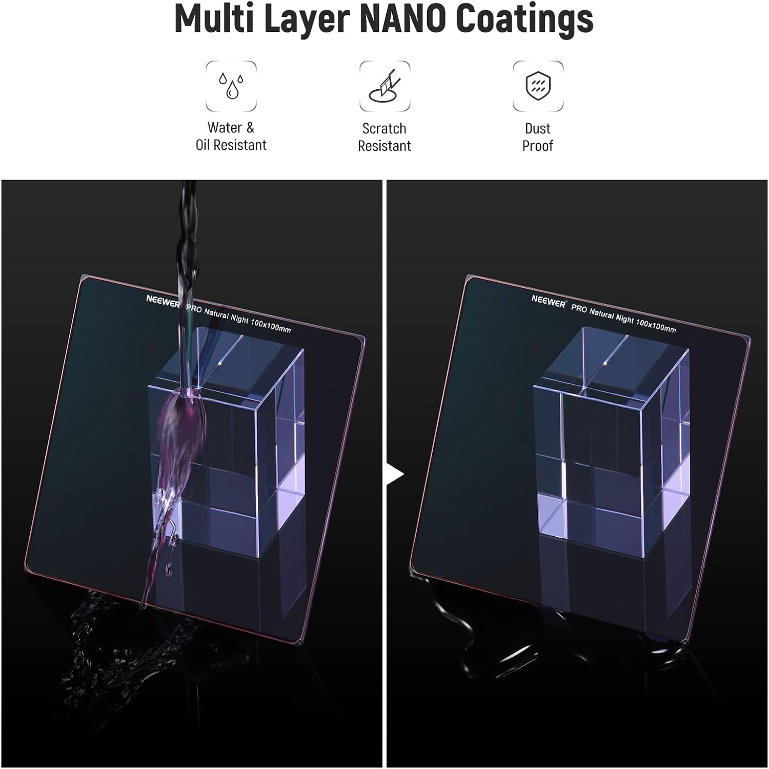 Thumbnail 5 de Neewer 100 x 100mm Natural Night Square Filter for light pollution reduction with 30-layer nano-coated HD neodymium glass