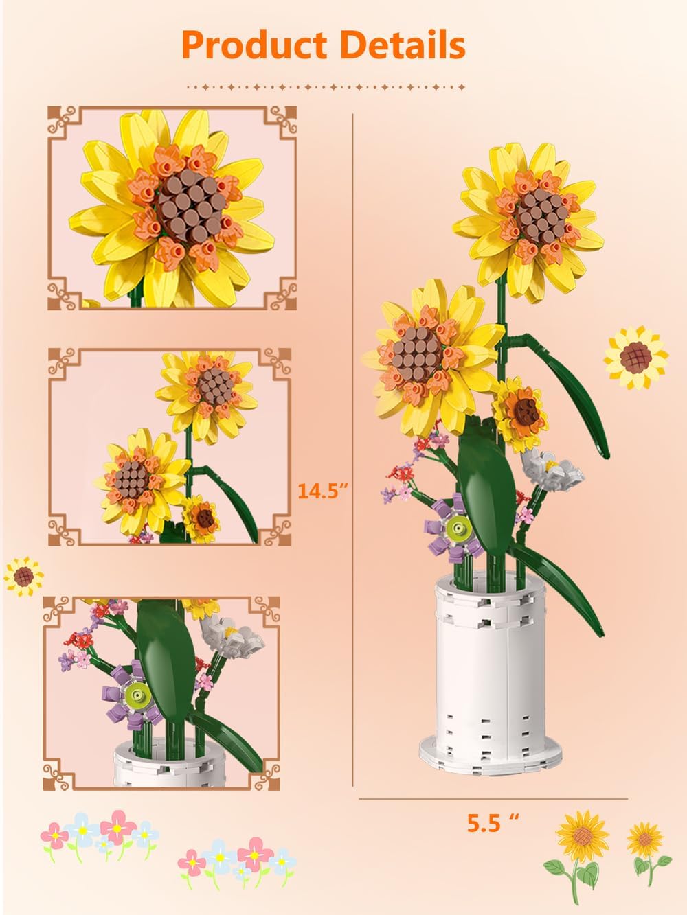 Thumbnail 5 de AMSHINE Sonnenblumen Baustein Set 🌻