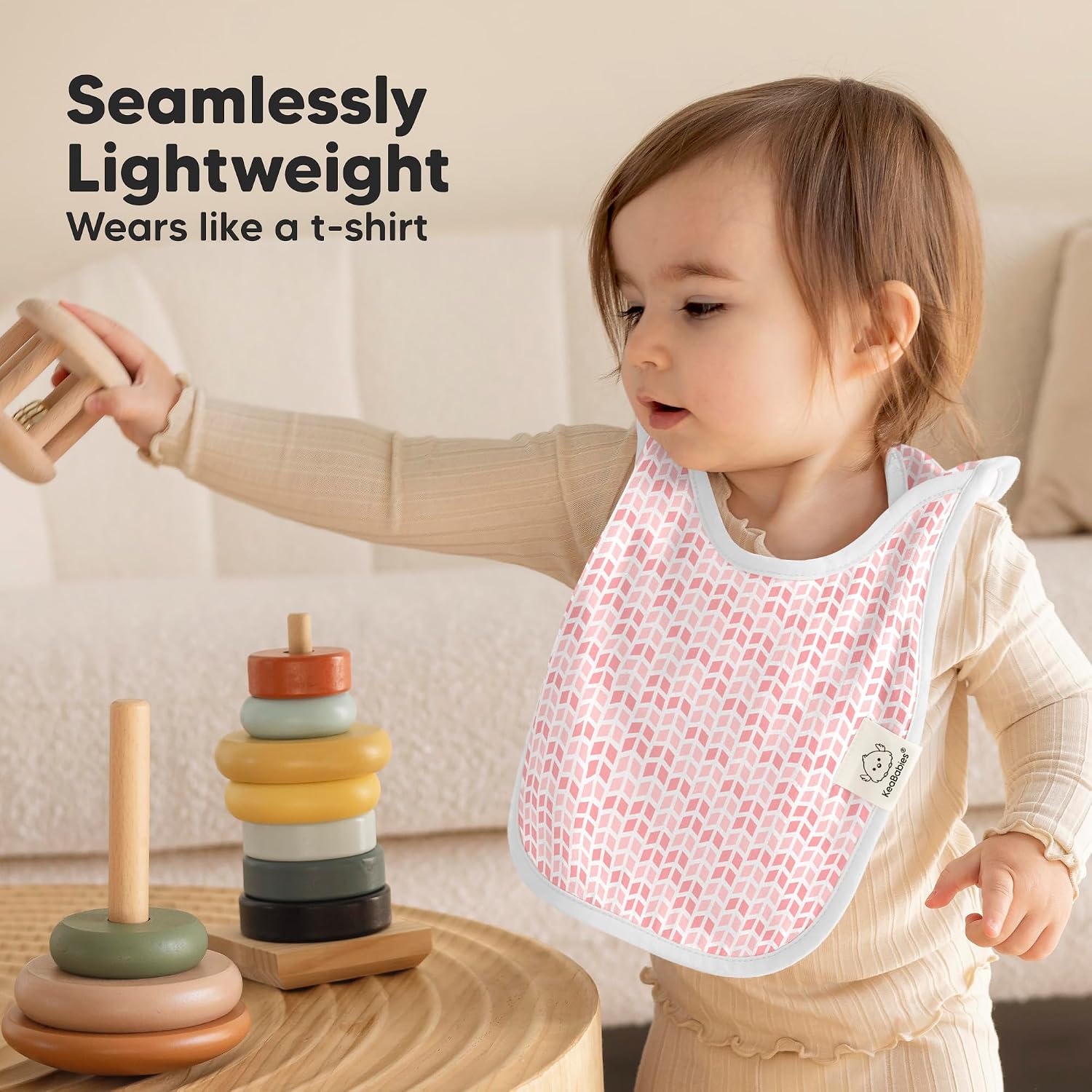 Detalle 1 de KeaBabies Hallo Baby Pullover Baby Bibs, 8-Pack, 6-36M, Blush