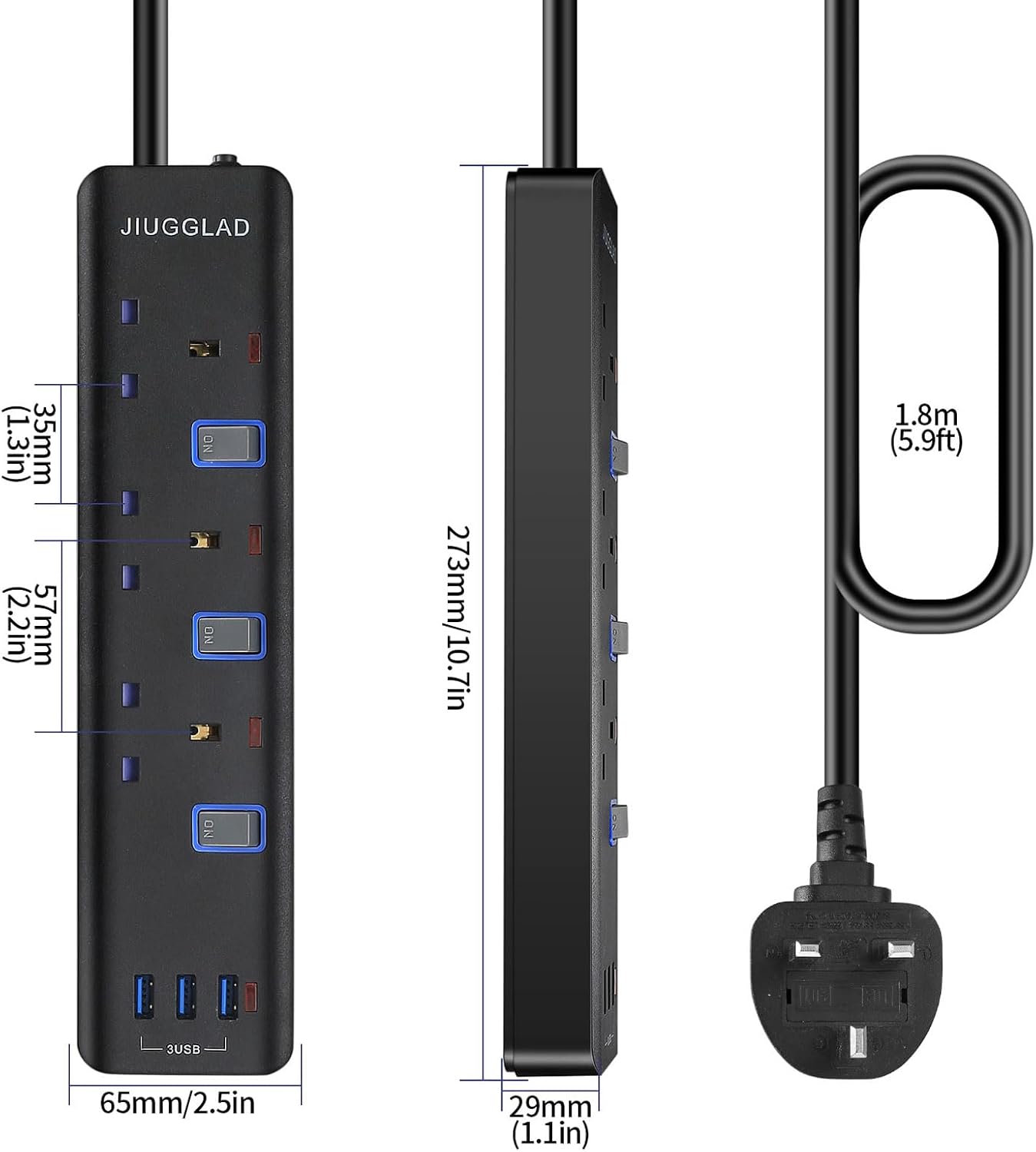 Thumbnail 1 de Extension lead with USB slots 3250W surge protected