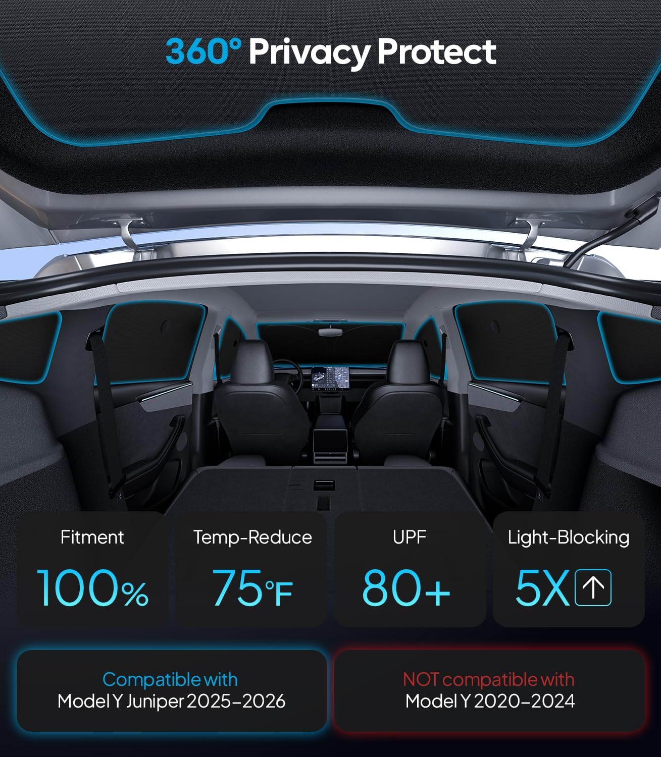 Thumbnail 1 de Wigoo 2026 Upgrade 8PCS Full Set Window Sunshade for Tesla Model Y Juniper 2025-2026