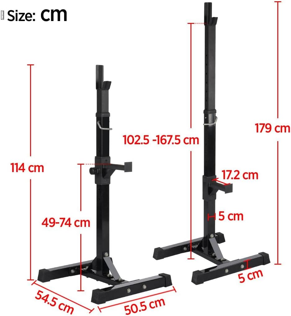 Detalle de Yaheetech coppia rastrelliere porta bilanciere max 250 kg, altezza regolabile (2 pezzi)