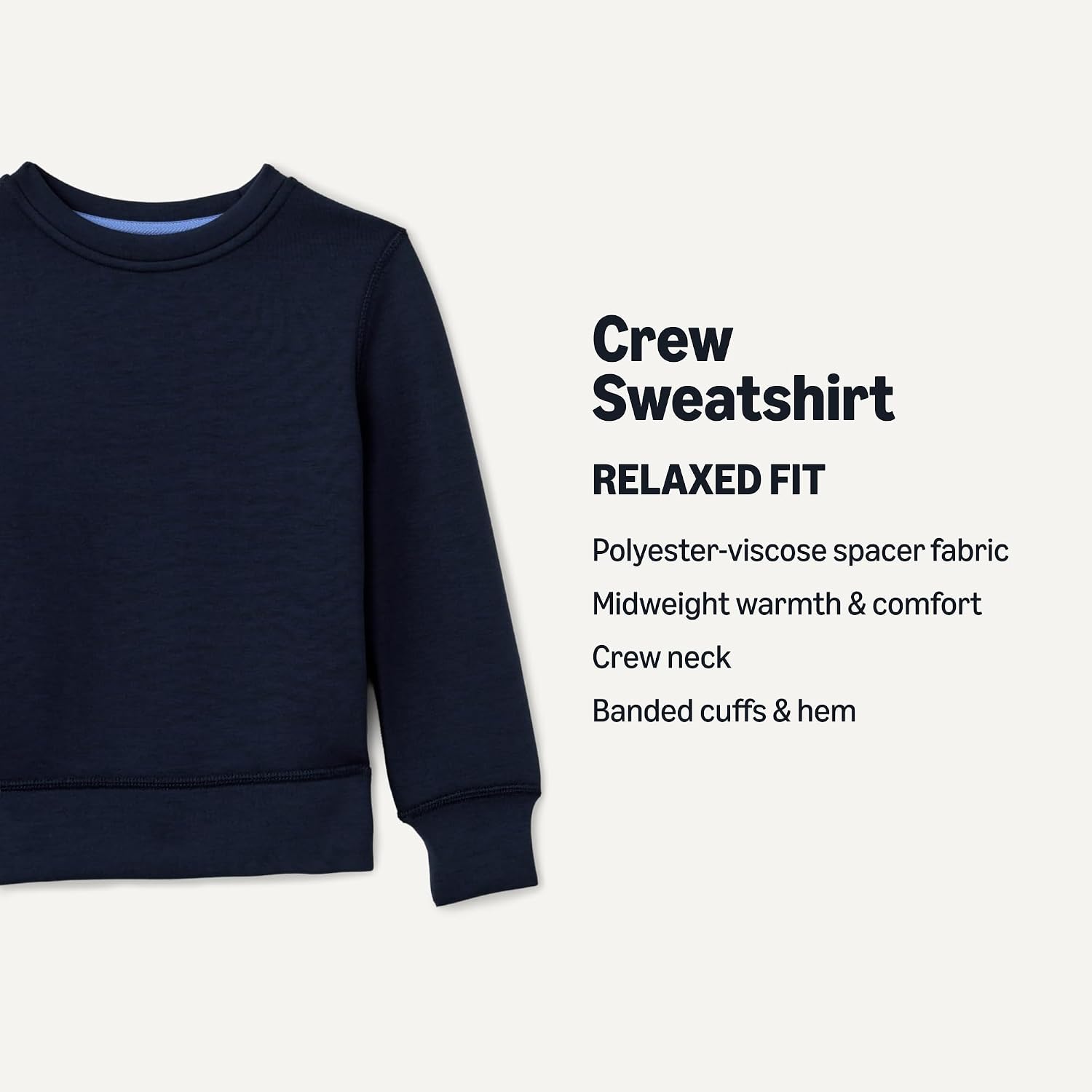 Detalle de Amazon Essentials Boys' Active Sweat Relaxed-Fit Crewneck Pullover Sweatshirt (Navy, X-Small)