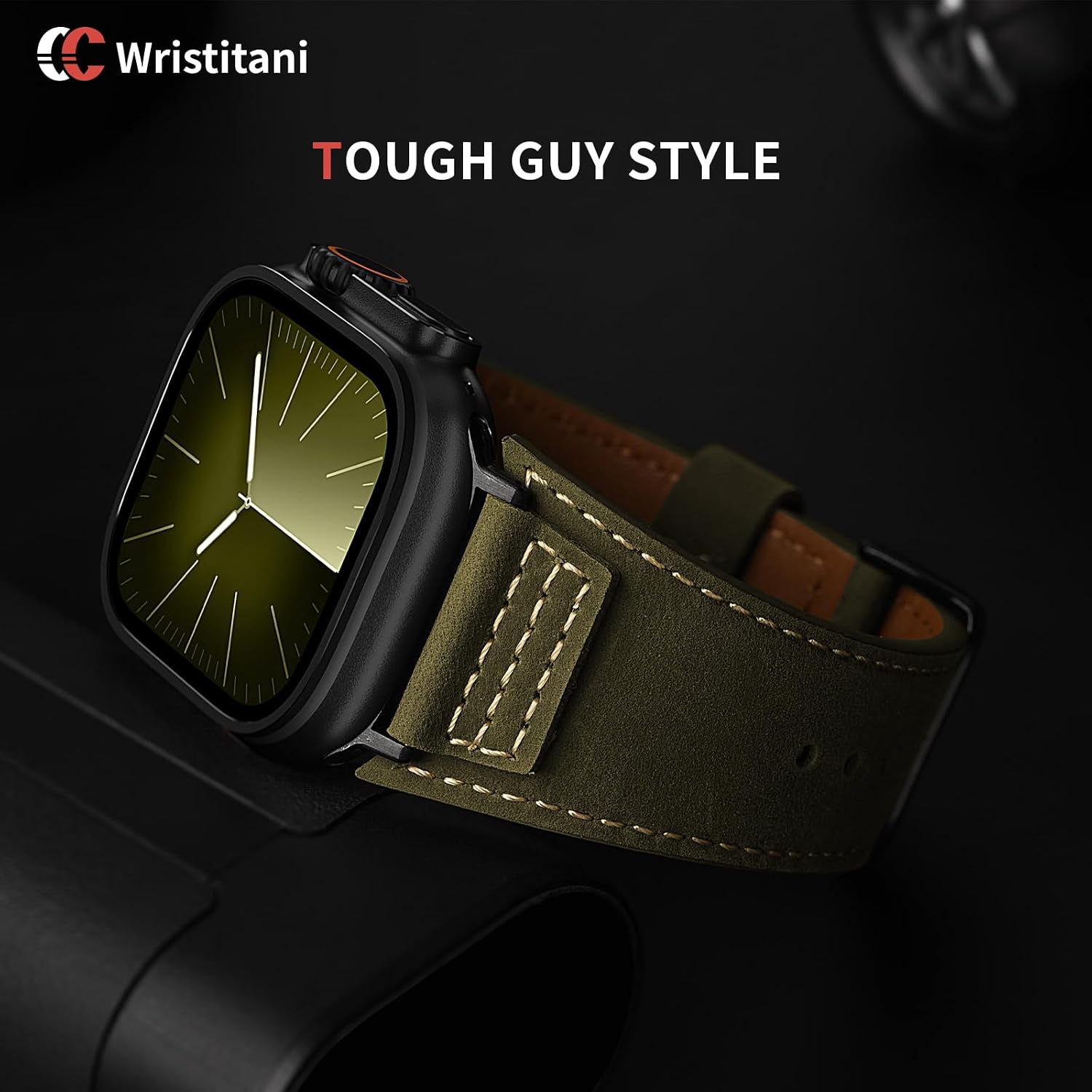 Detalle de Wristitani cinturino in pelle vintage per Apple Watch (44/45/42/38/41/40/49 mm) per Uomo e Donna
