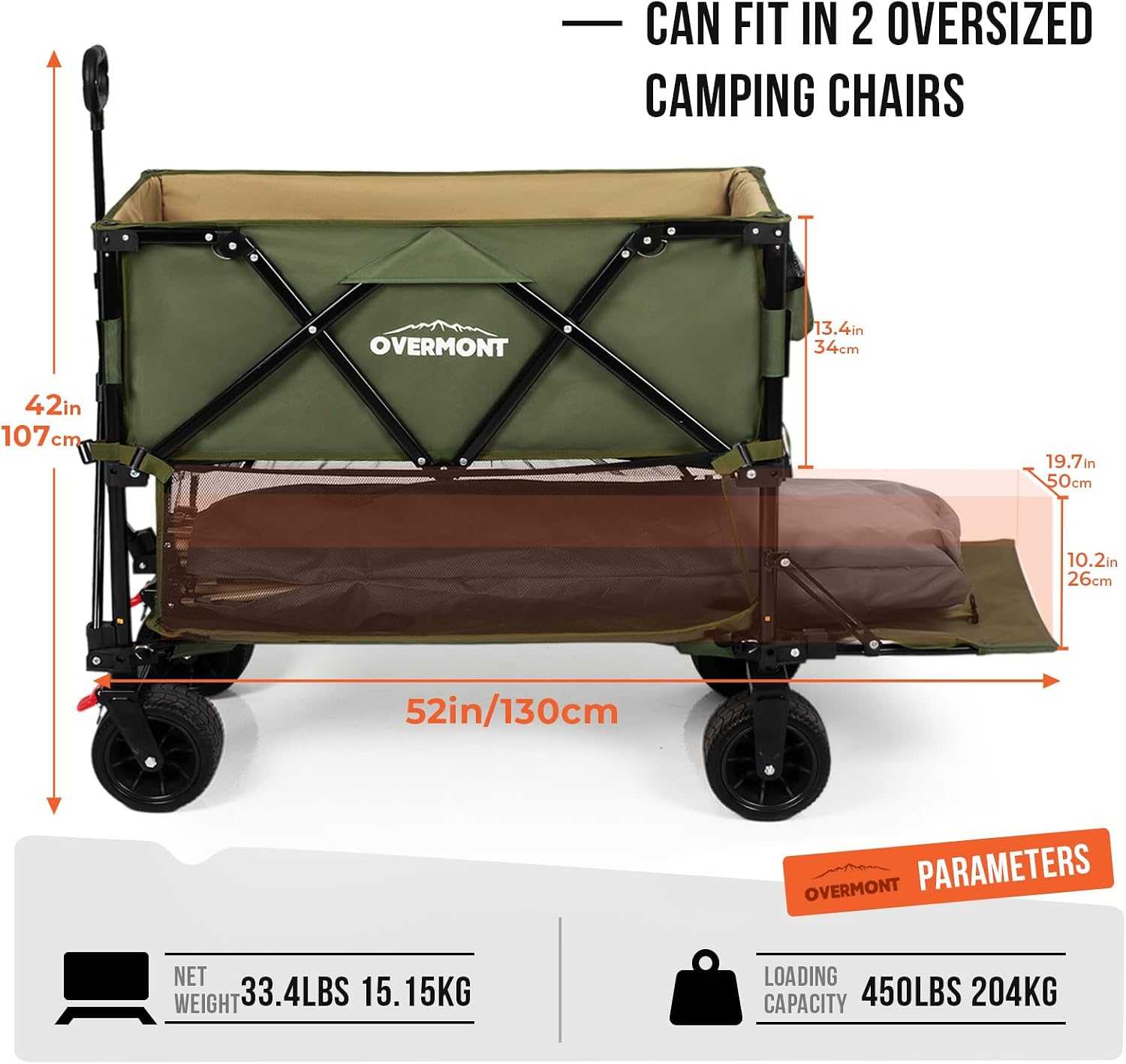 Thumbnail 3 de OVERMONT 400L Folding Double Decker Wagon – all-terrain detachable wheels, 200kg capacity