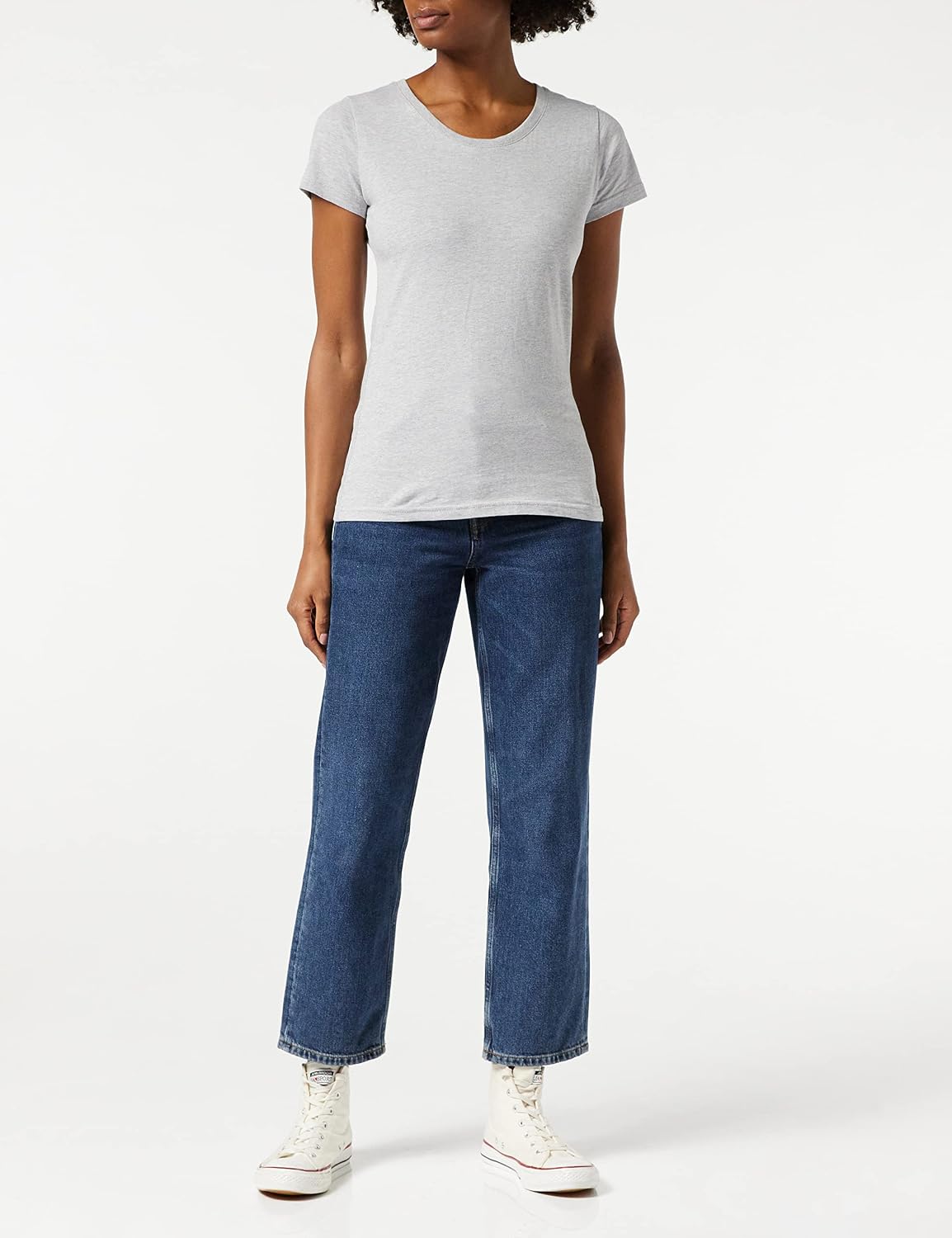Detalle de Basic Rundhals T-Shirts für Damen, 3er Pack