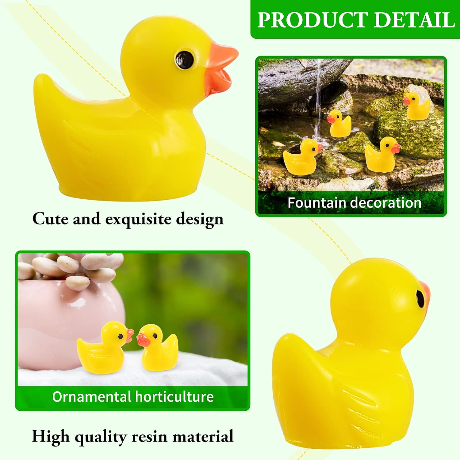 Detalle de 100 Pcs Mini Resin Ducks: Charming Tiny Ducks for Dollhouses, Gardens and DIY Crafts