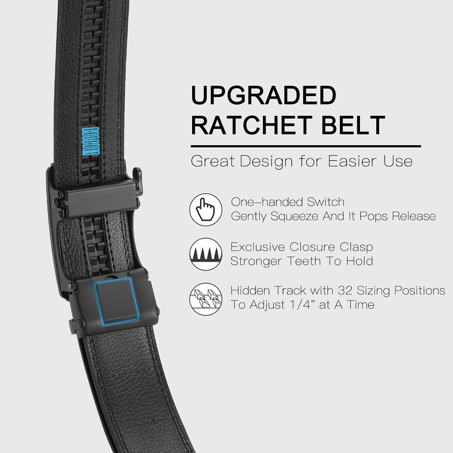Thumbnail 1 de FALAN MULE Men's Leather Ratchet Belt with Adjustable Fit and Alloy Buckle
