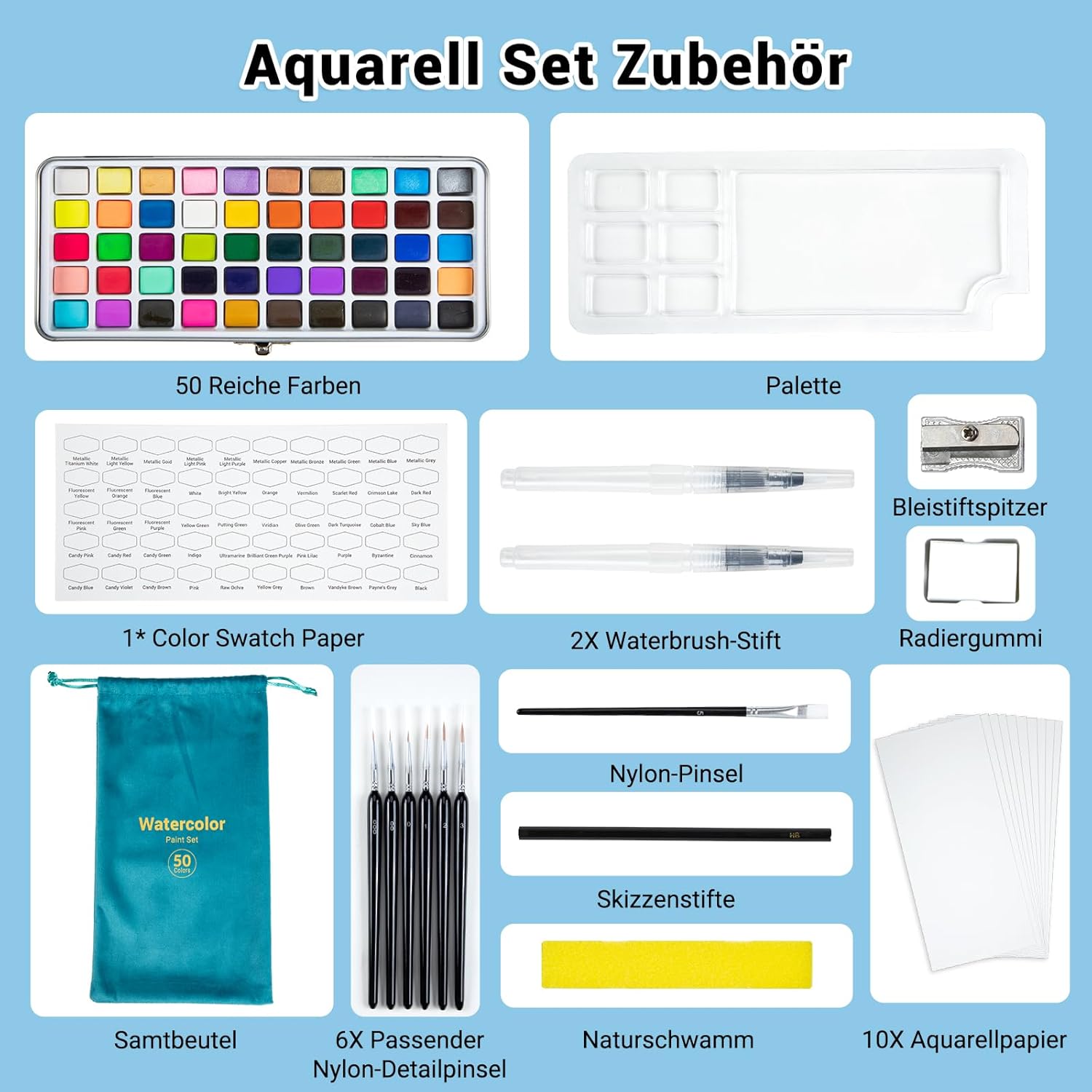 Thumbnail 1 de APOGO Palette d’aquarelle 50 couleurs 🎨