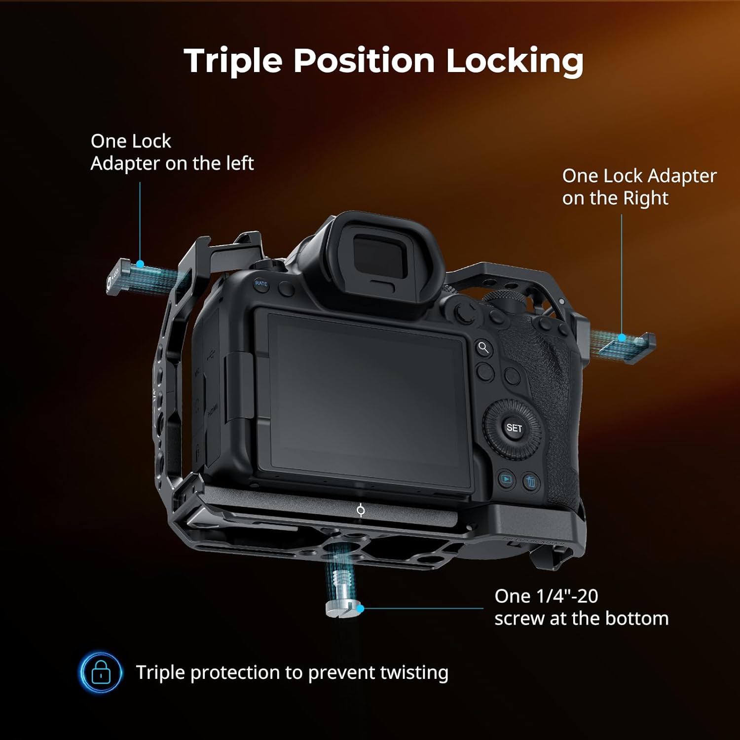Thumbnail 6 de SMALLRIG R6 II Camera Cage Kit for Canon R6 Mark II: Full Cage, Top Handle, Cable Clamp, NATO Rails and Built‑in Cold Shoes