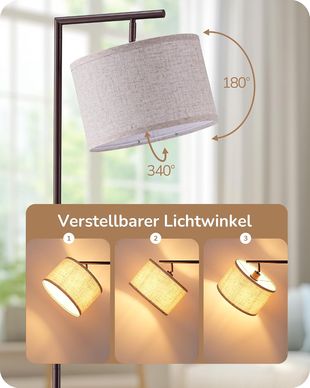 Thumbnail 3 de EDISHINE Stehlampe Wohnzimmer 160 cm