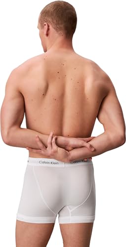 Detalle de Calvin Klein Herren Boxershorts Low Rise TRUNK 3er Pack U2664G – Weiß, XL