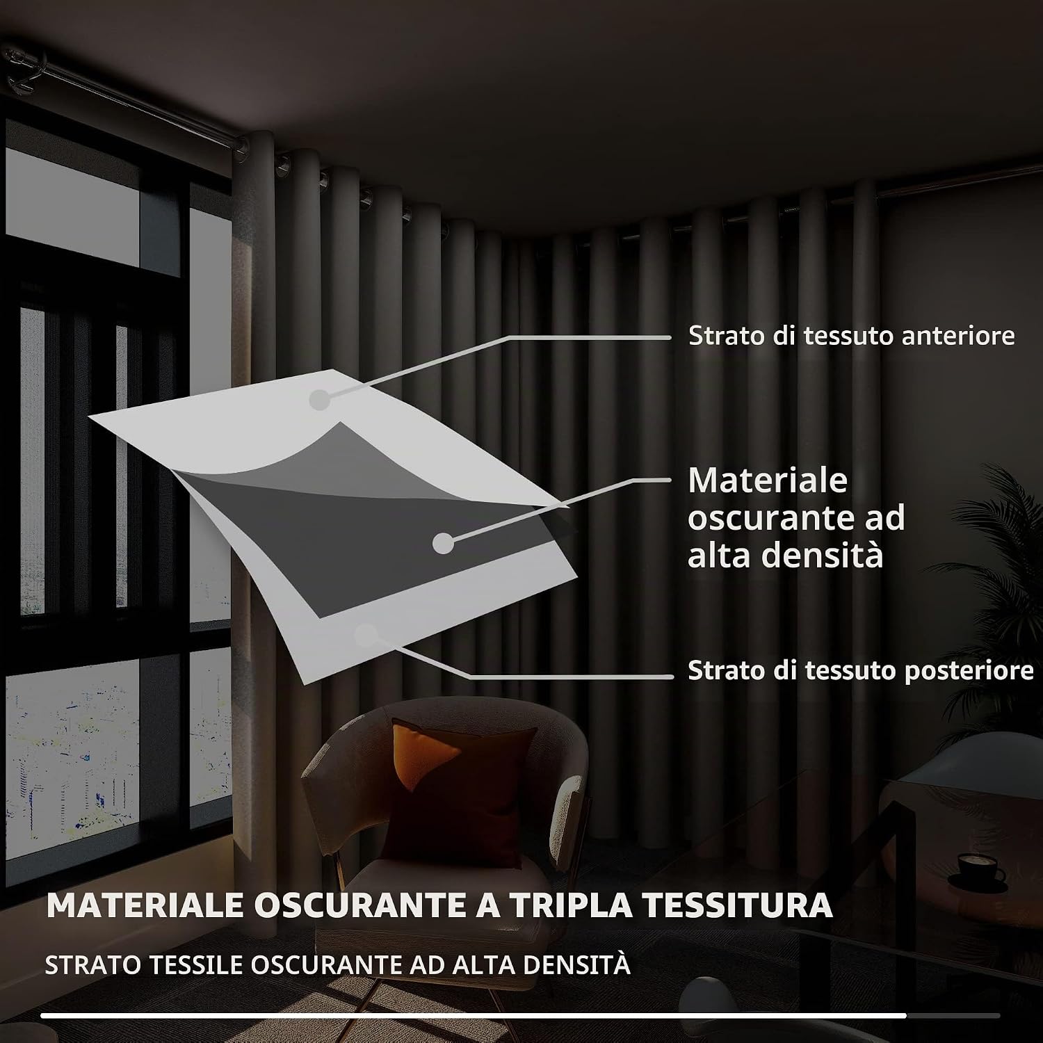 Detalle de Deconovo Tenda Oscurante Termica 203x214 cm Beige Chiaro – 1 Pannello
