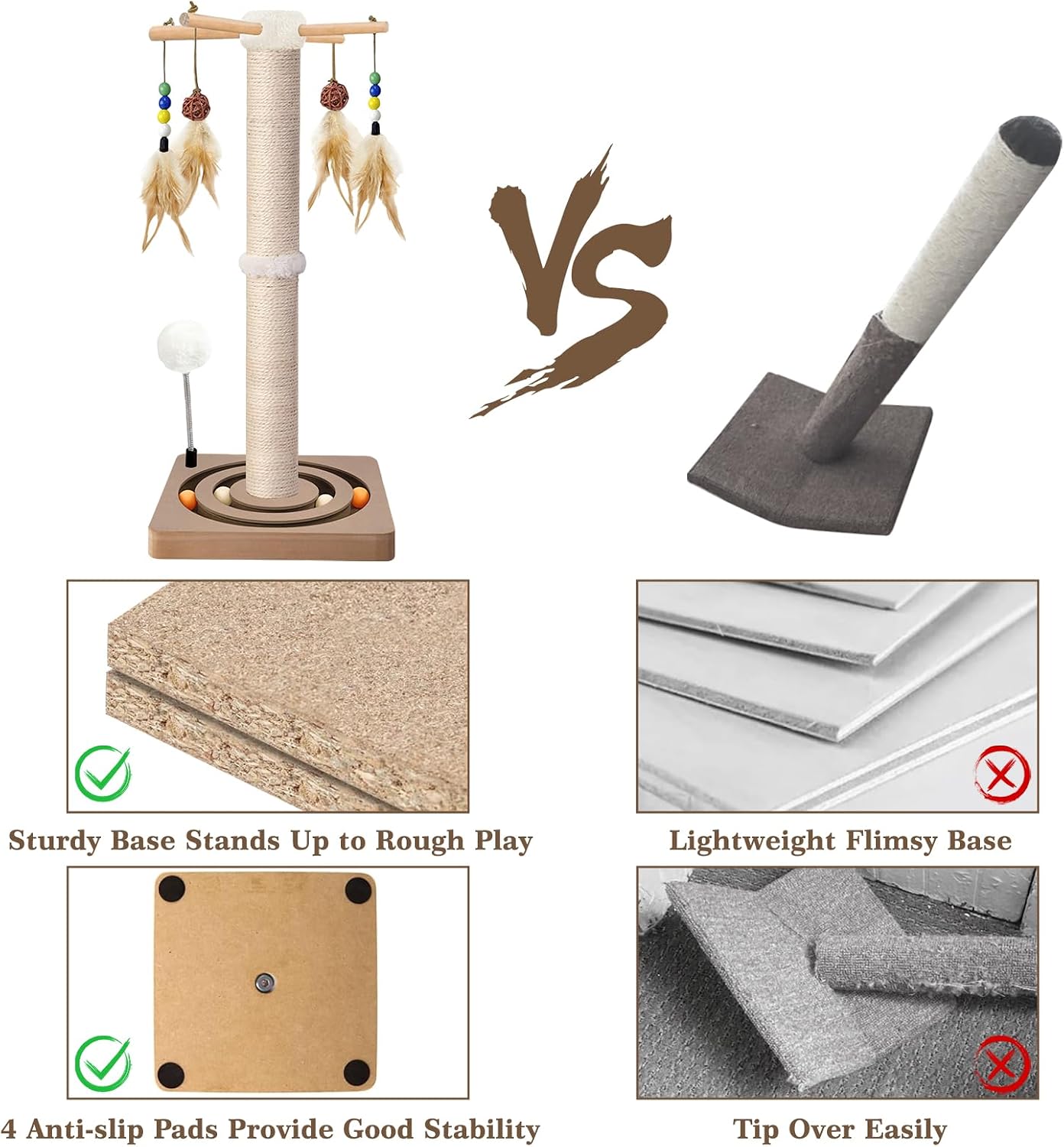 Detalle 2 de PAROTO MZZ-N Cat Scratching Post with Sisal and 7 Interactive Toys