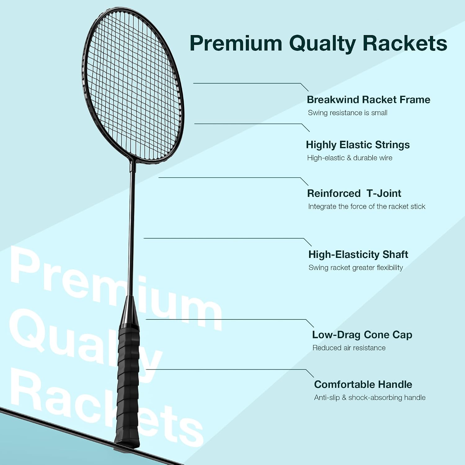 Detalle de AboveGenius Badminton Rackets Set for Outdoor Backyard Games