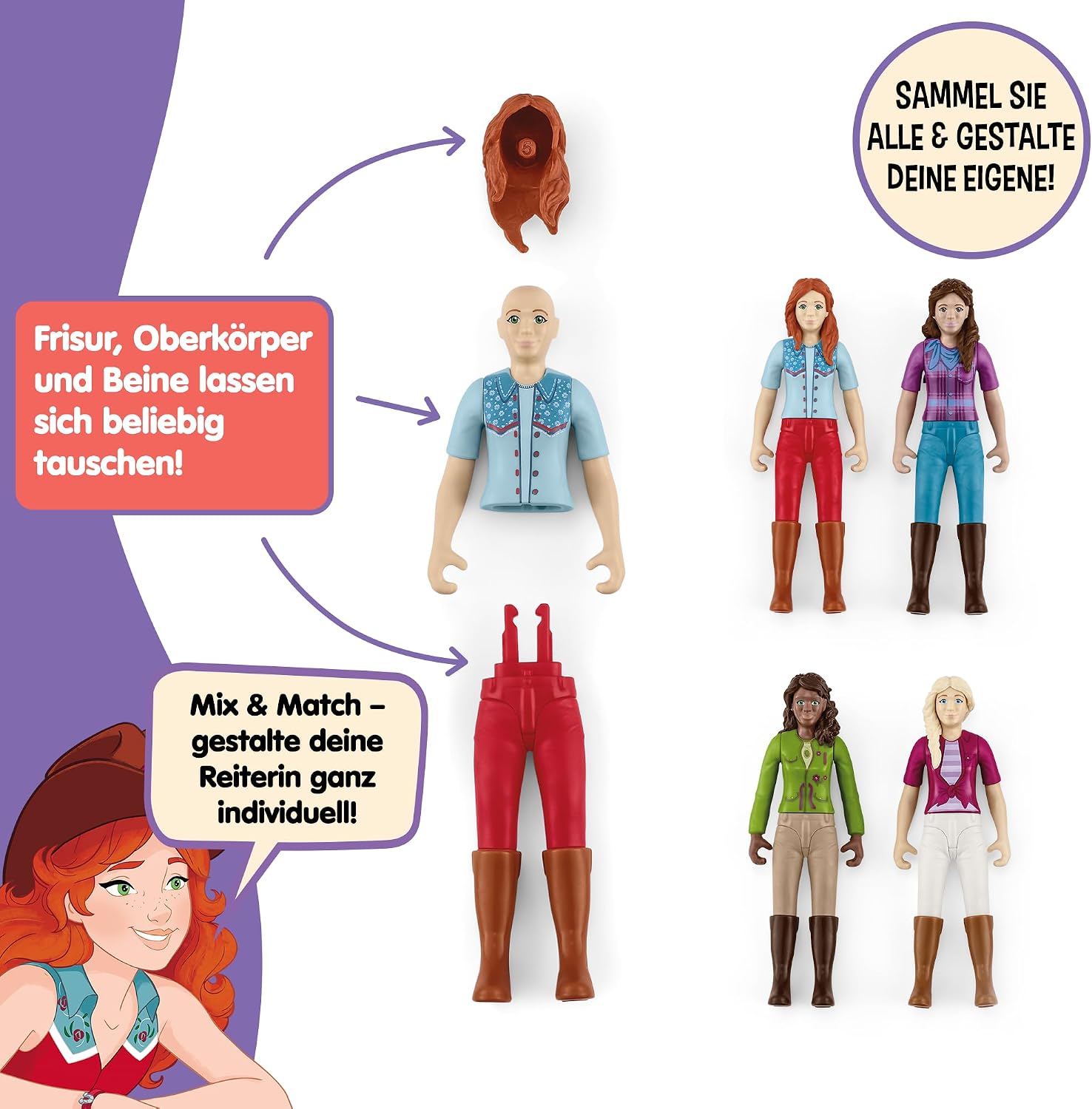 Thumbnail 5 de Schleich HORSE CLUB Hannah & Cayenne 42711 – 6-teiliges Spielset mit beweglicher Mädchenfigur und Pferde-Zubehör