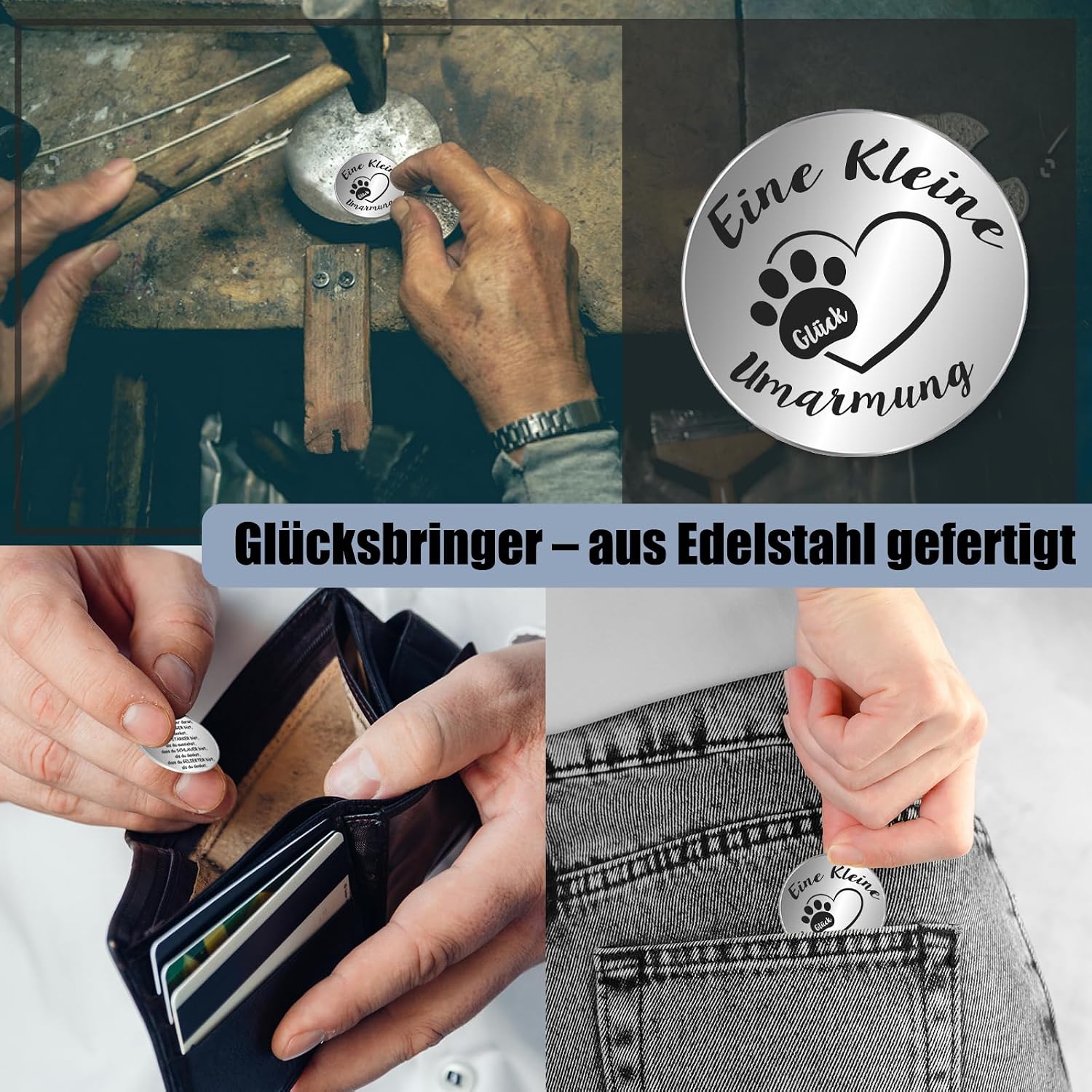 Detalle de Tixlux Pocket Hug Positive Katze – handgefertigte Strick-Katzen Dekofigur mit Glücksbringer für Mitbringsel