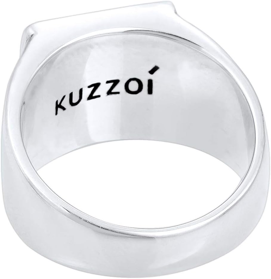 Detalle de Kuzzoi Siegelring für Herren – massiv, 14 mm breit aus 925 Sterling Silber, schwarz oxidiert mit Ankersymbol (Ringgröße 60–66)