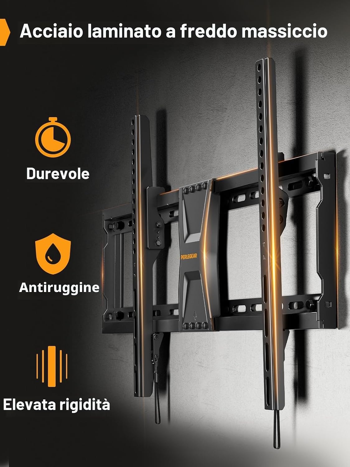 Detalle de Perlegear Supporto TV a parete inclinabile 37-82 pollici fino a 60 kg, VESA max 600x400 mm