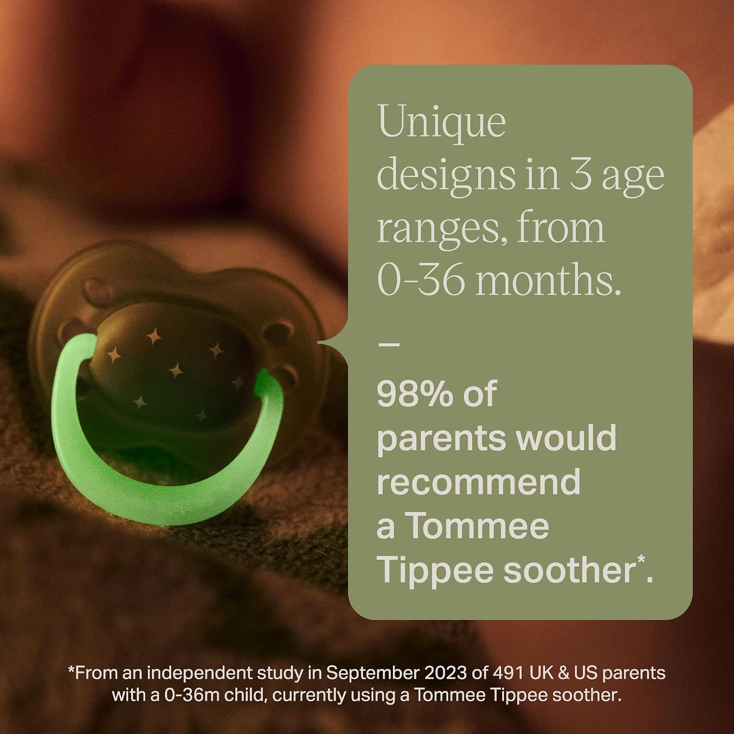 Detalle de Tommee Tippee NightGlow Dummy (18-36 Months) – 4 Pack, Glow in The Dark