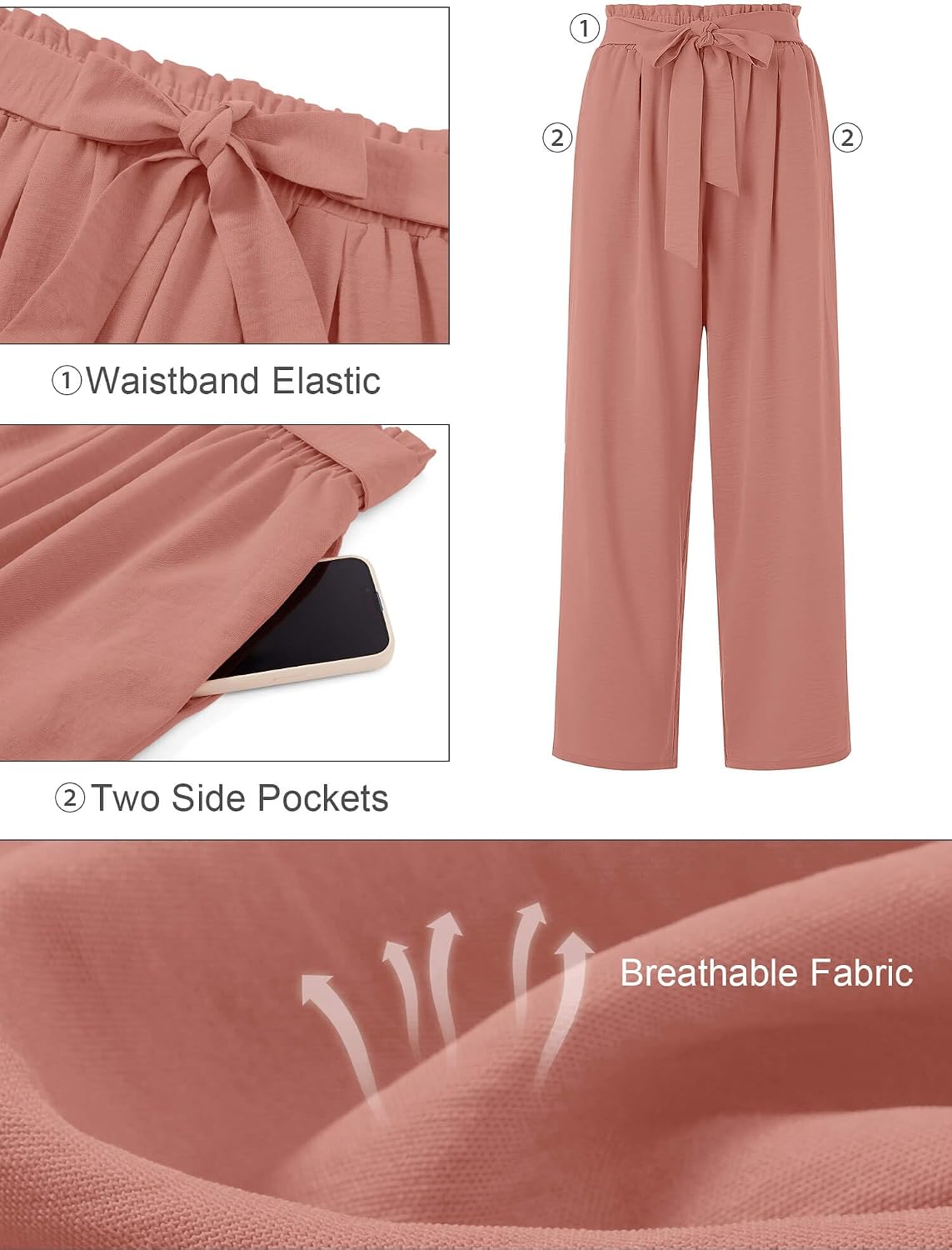 Detalle de KORSIS Women's Wide-Leg Lounge Pants, Polyester