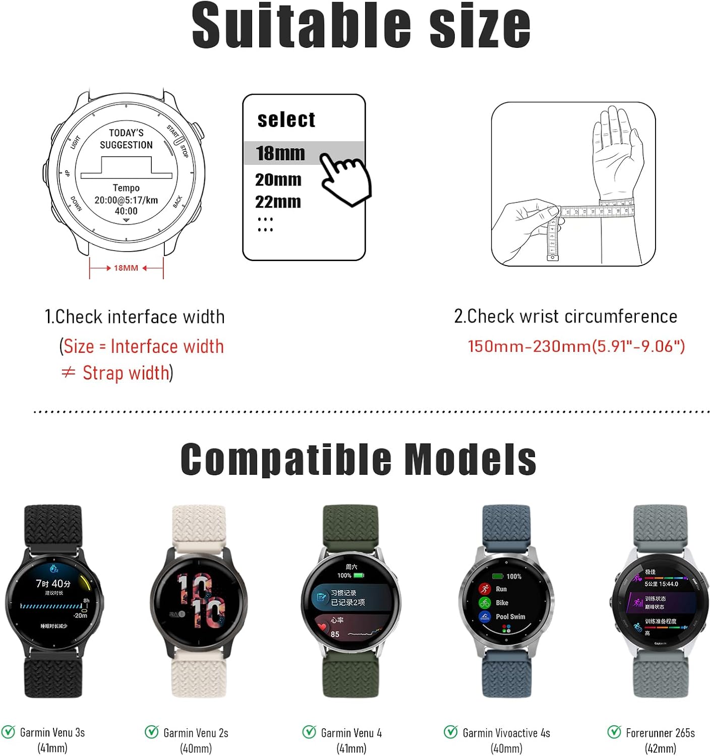 Detalle 2 de Wowstrap 18 mm braided nylon Garmin strap
