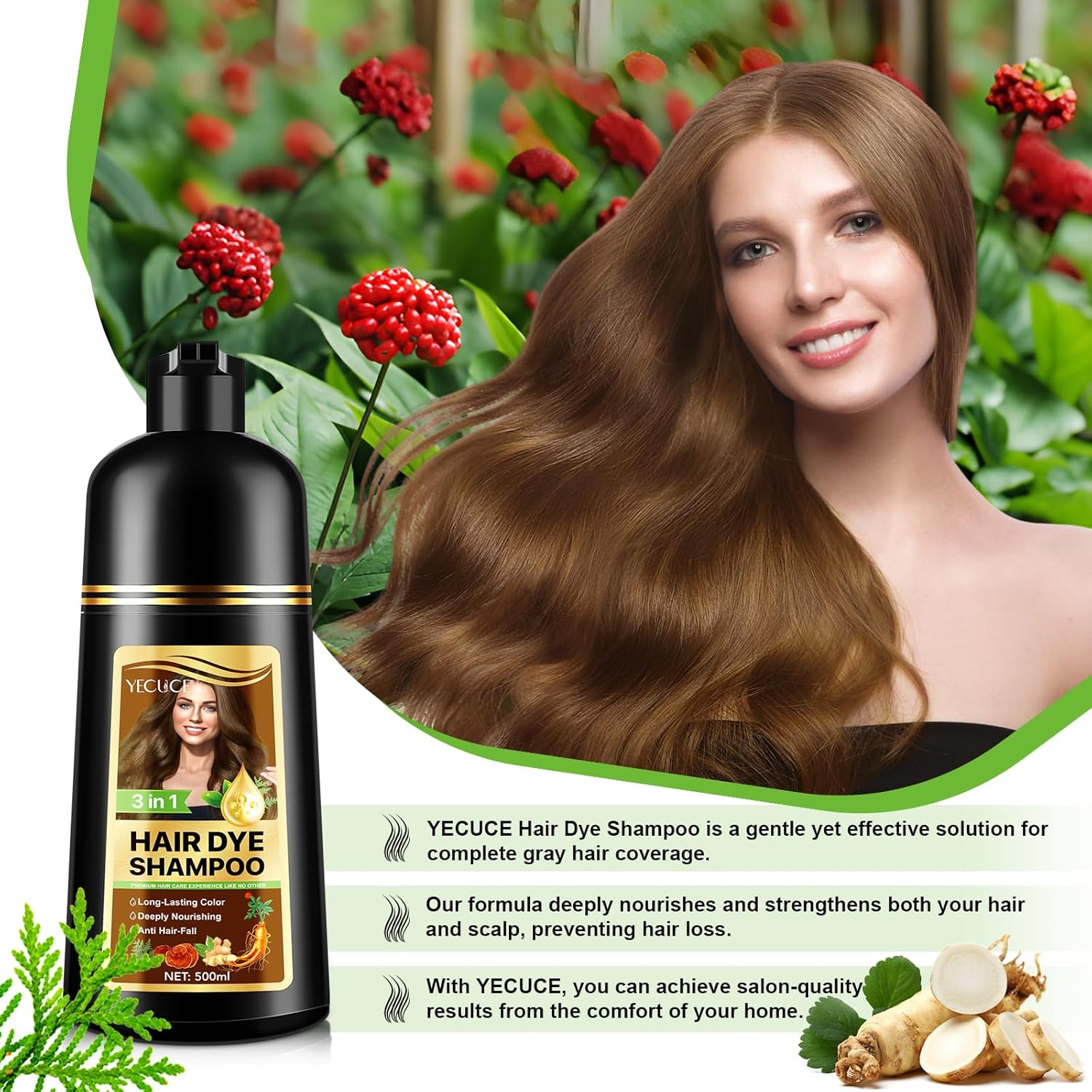 Detalle 2 de Braunes Haarfärbe Shampoo 3 in 1 500 ml