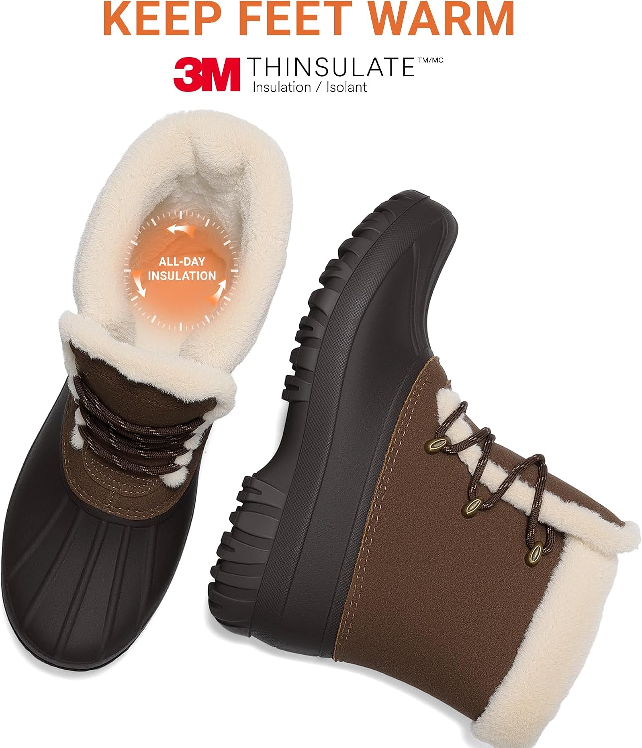 Detalle 2 de DREAM PAIRS Women's Mid-Calf Waterproof Snow Boots, Faux-Fur Lined, Lace-Up