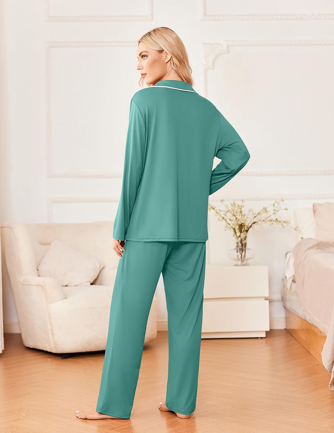 Detalle de Ekouaer Women's Pajama Set, 95% Polyester