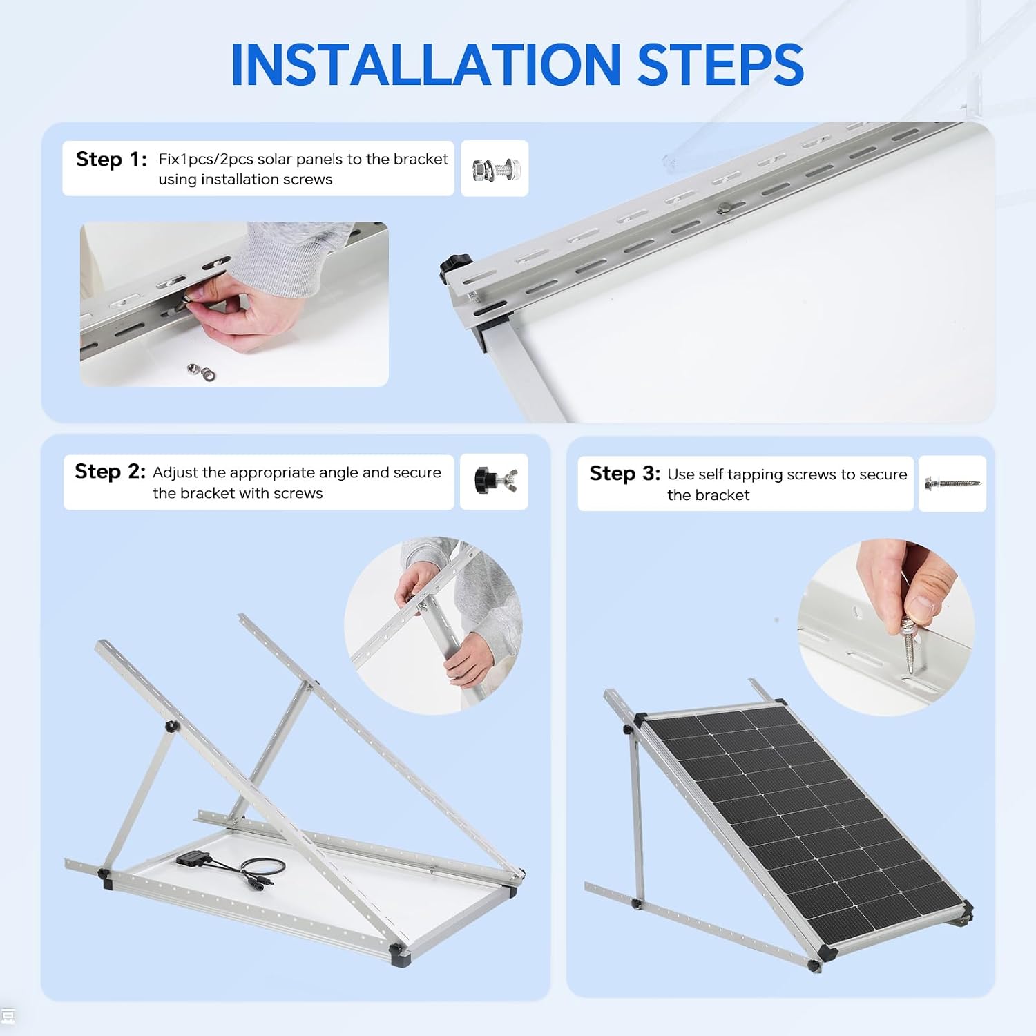 Detalle de AeternaSol RXZER23 Adjustable Solar Panel Tilt Mount, 45-Inch Aluminium