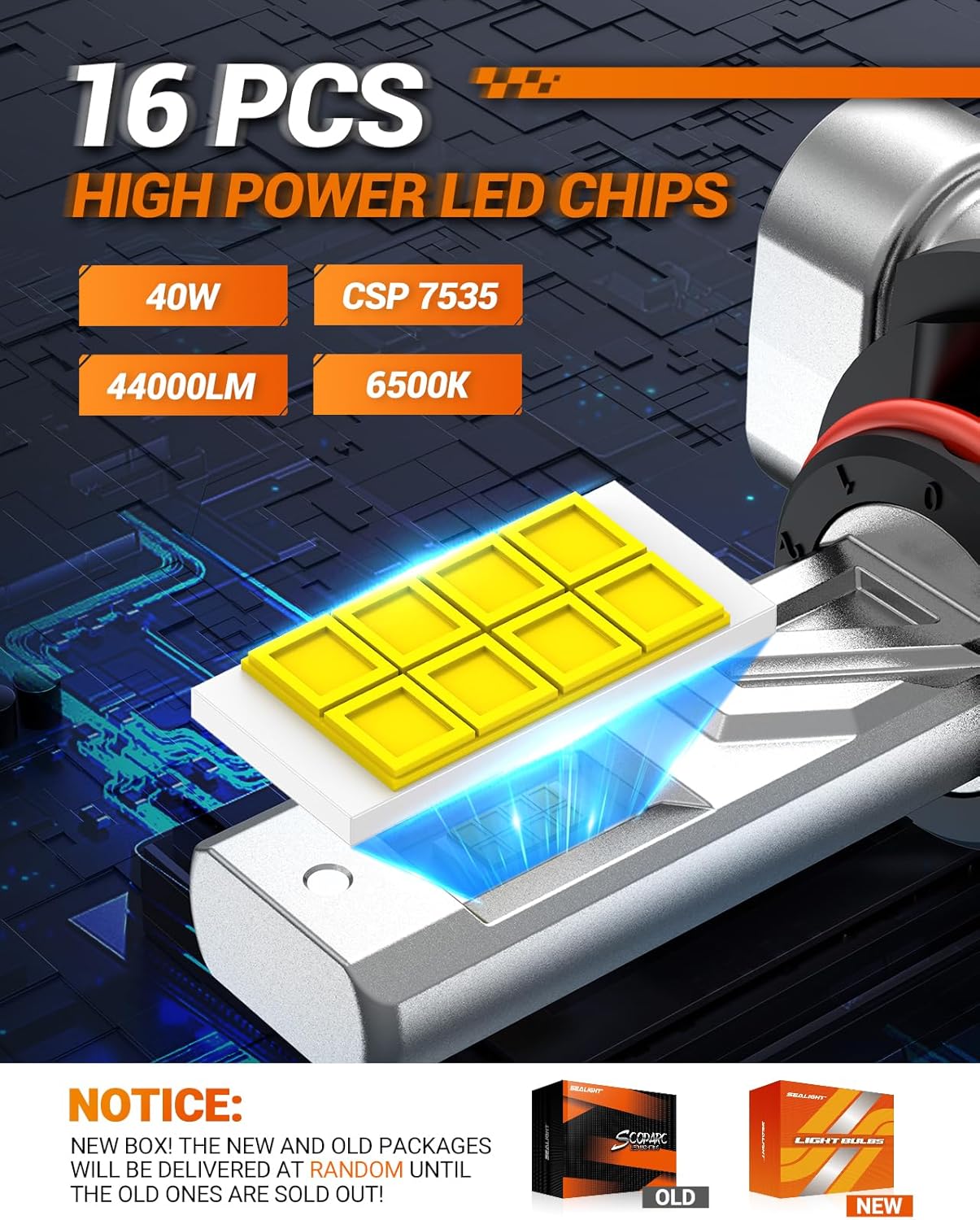 Thumbnail 4 de SEALIGHT 9012 LED Headlight Bulbs (Pack of 2) — 6500K Cool White, 1:1 Plug-and-Play Design