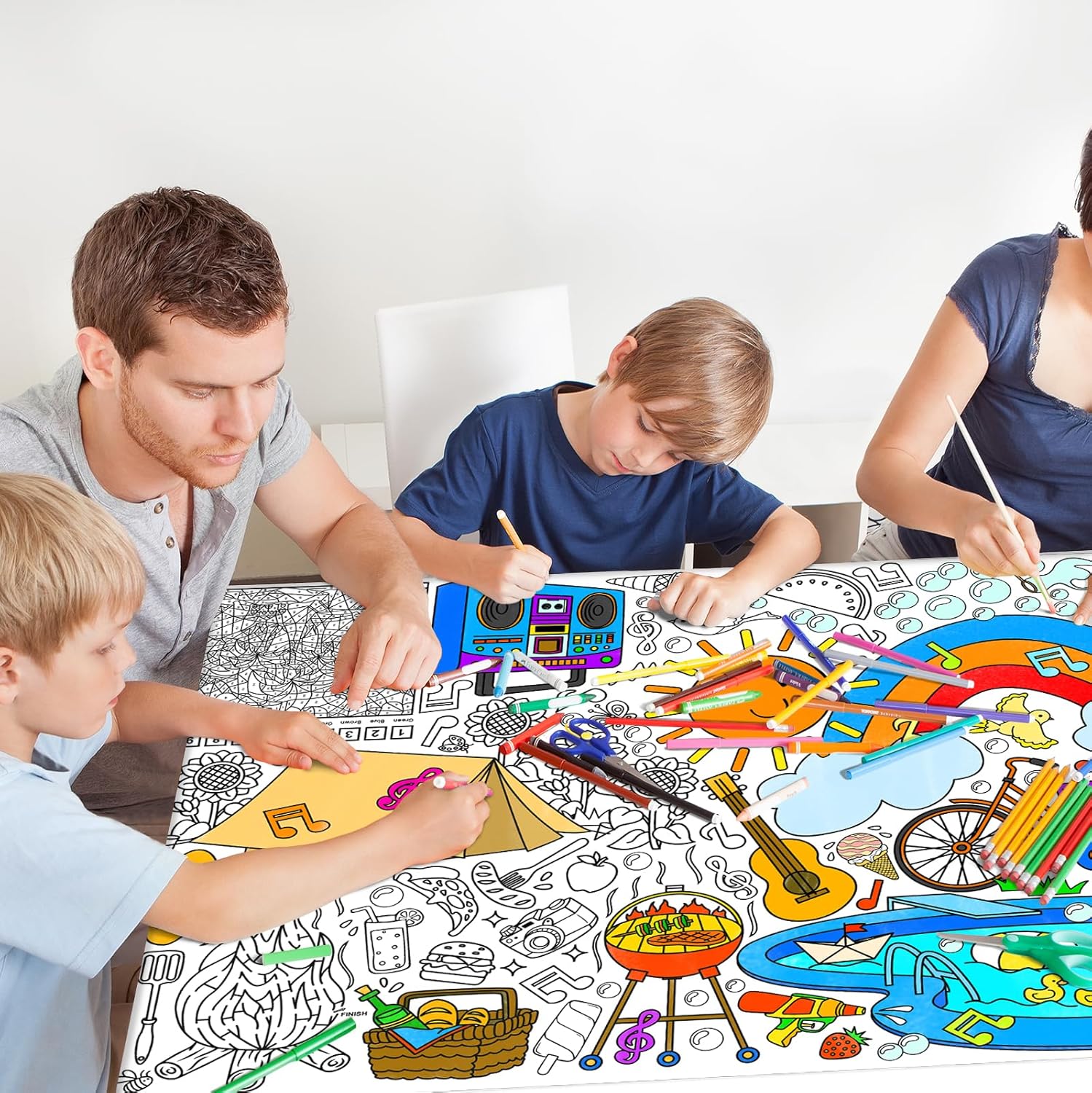 Detalle de Gatherfun Giant Coloring Poster for Classroom (31.5 x 72) — Summer Table Cover & Wall Banner