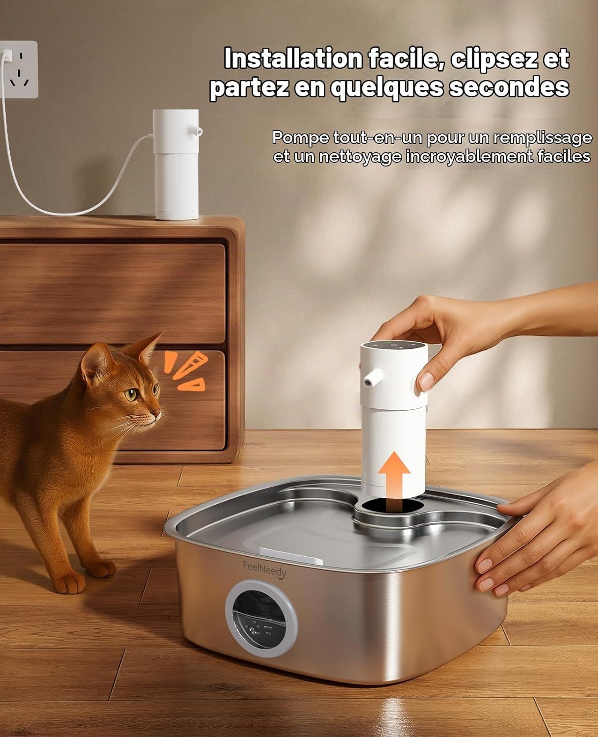 Thumbnail 4 de FEELNEEDY draadloze kattenfontein van roestvrij staal, 8 liter, met sensor
