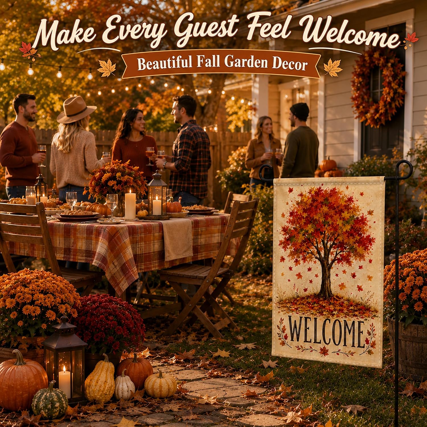 Thumbnail 6 de OHOME Fall Maple Tree Welcome Garden Flag, Double-Sided 12 x 18-Inch Polyester