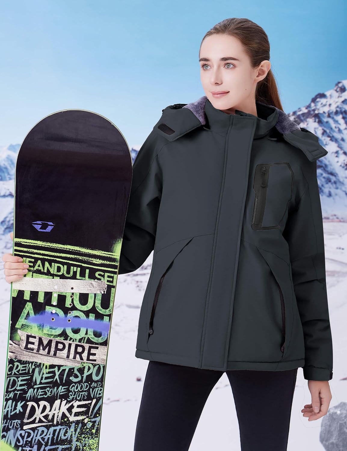 Detalle 2 de WULFUL Women's Waterproof Ski Jacket, Fleece Lined