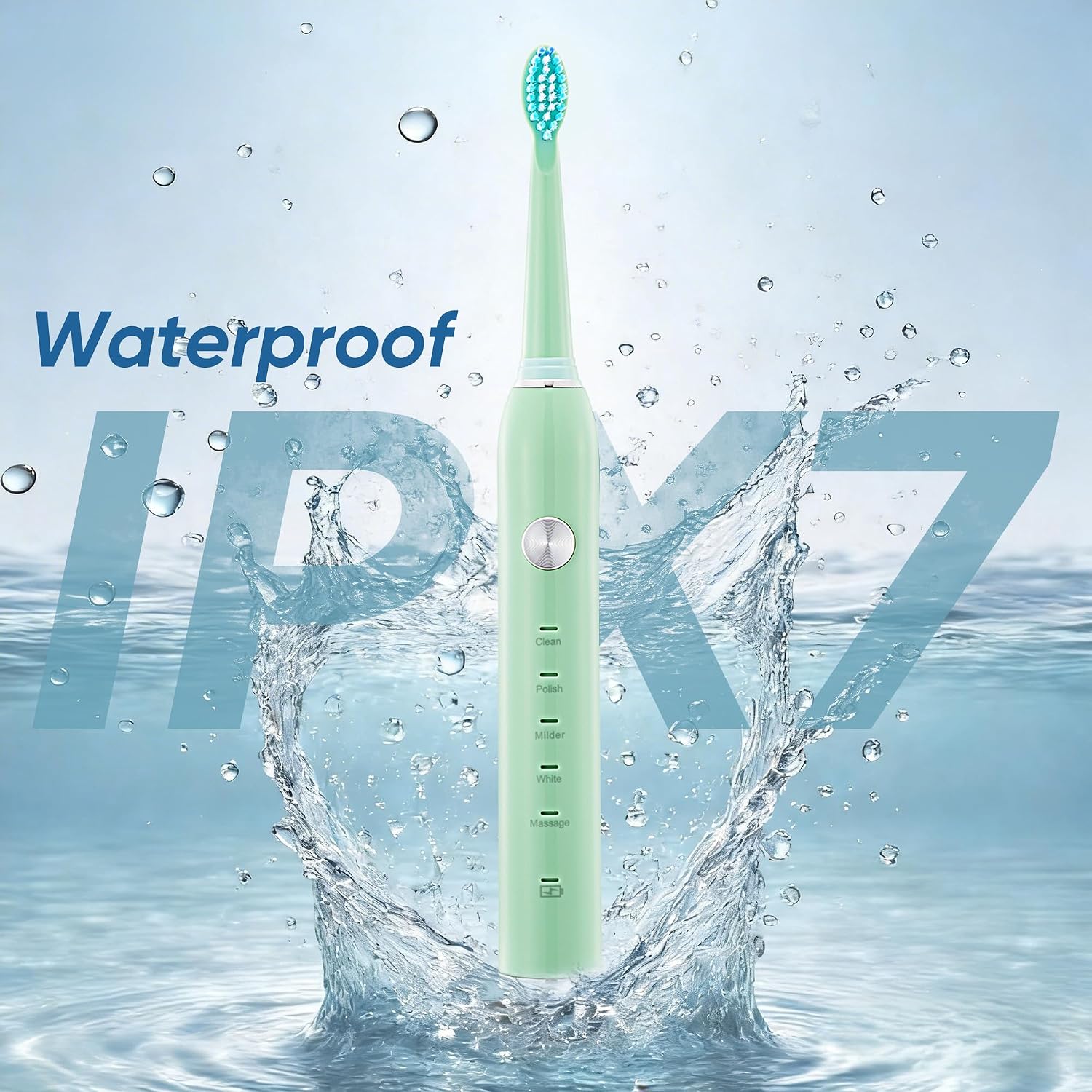 Thumbnail 4 de Yoomue Sonic Electric Toothbrush for Adults & Kids — 5 Modes, 8 Replacement Heads, 2.5-Hour Fast Charge, IPX7, 35-Day Battery (Green)