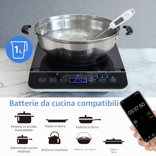 Detalle de Aigostar Piastra a induzione portatile 1 Fuoco 2000W: potenza, praticità e sicurezza in un formato compatto