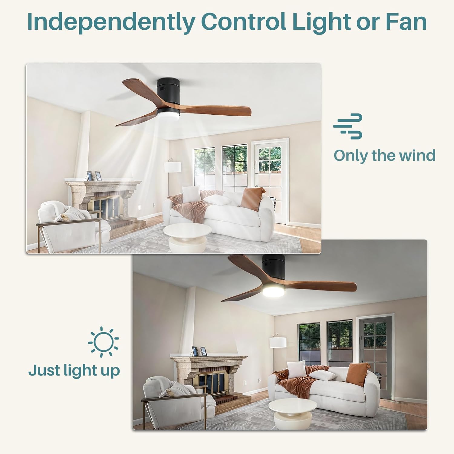 Detalle 2 de Sofucor 52 Inch Flush Mount Fan ๐