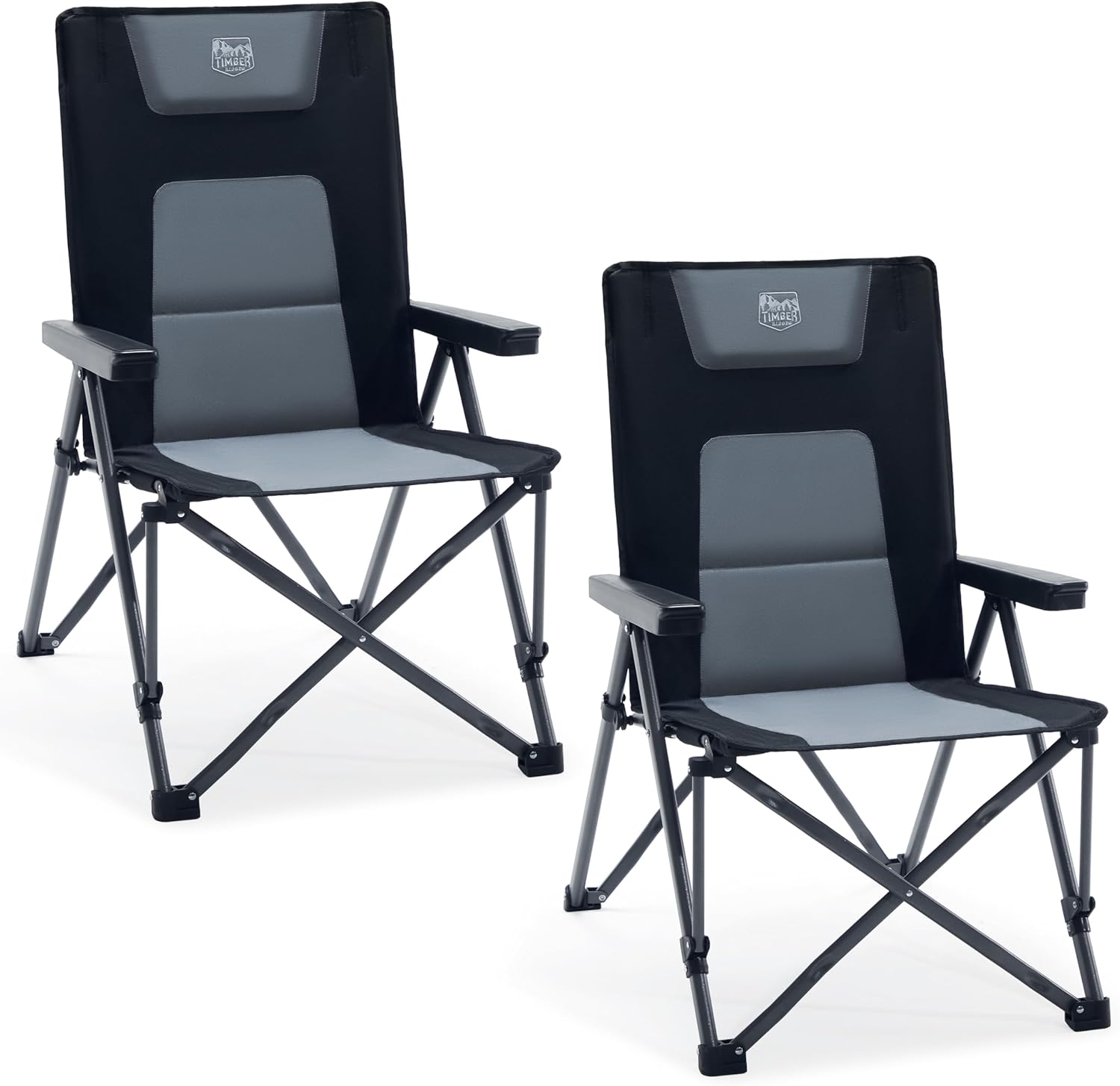 Detalle de TIMBER RIDGE Folding Camping Chair: Heavy-Duty 260kg Capacity with 4-Position Recline