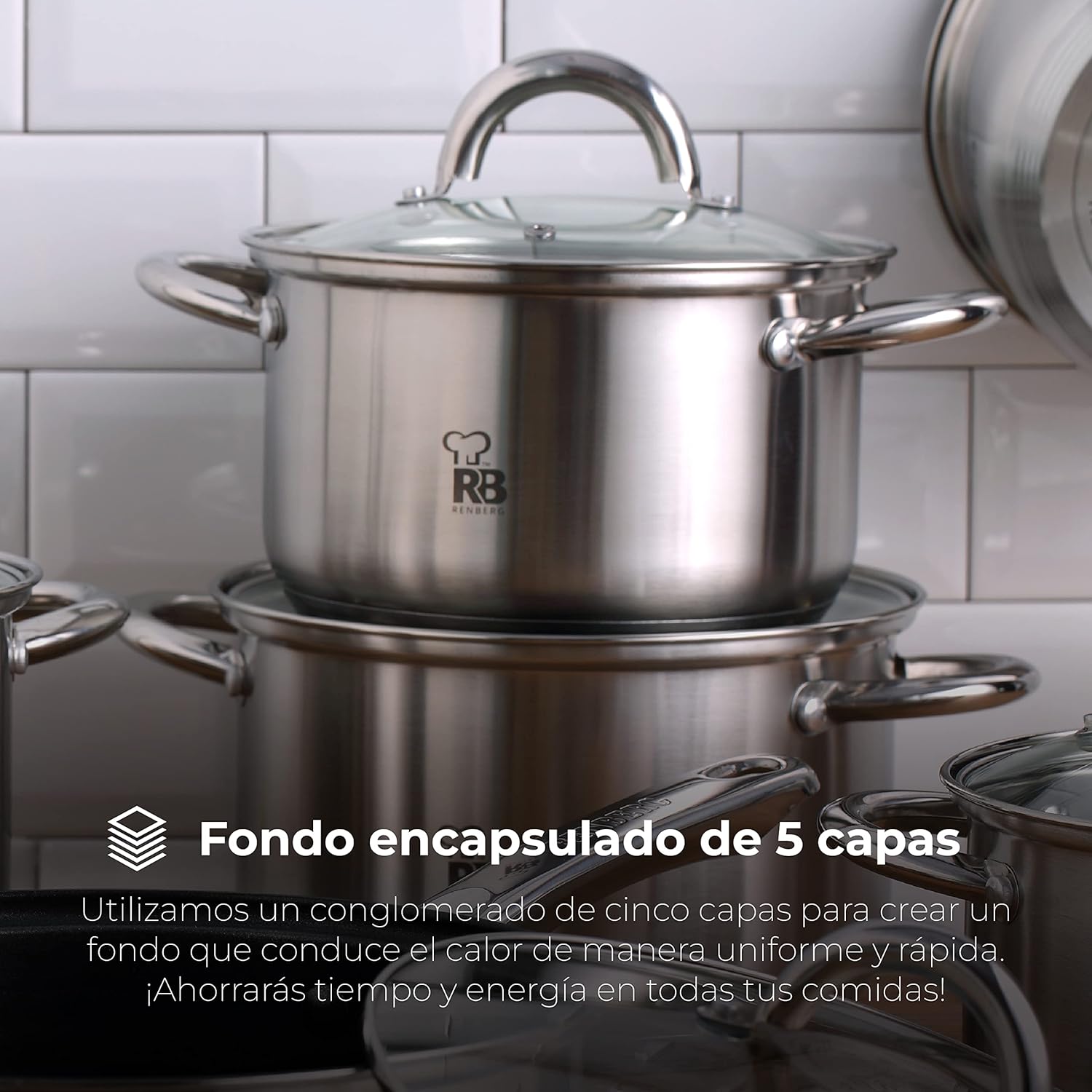 Thumbnail 4 de RENBERG Alexander Cacerola de Acero Inoxidable 6.3L 🍲