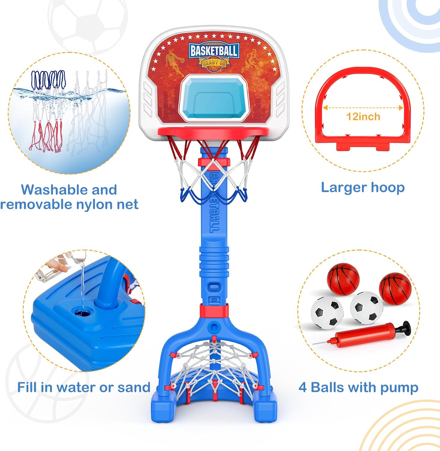 Thumbnail 6 de FLMAQE Toddler Basketball Hoop 53.15 in