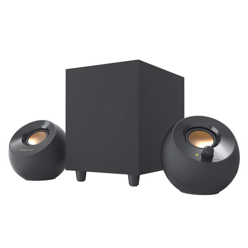 Detalle de Creative Pebble Plus Altavoces 2.1: potencia y diseño minimalista para tu ordenador